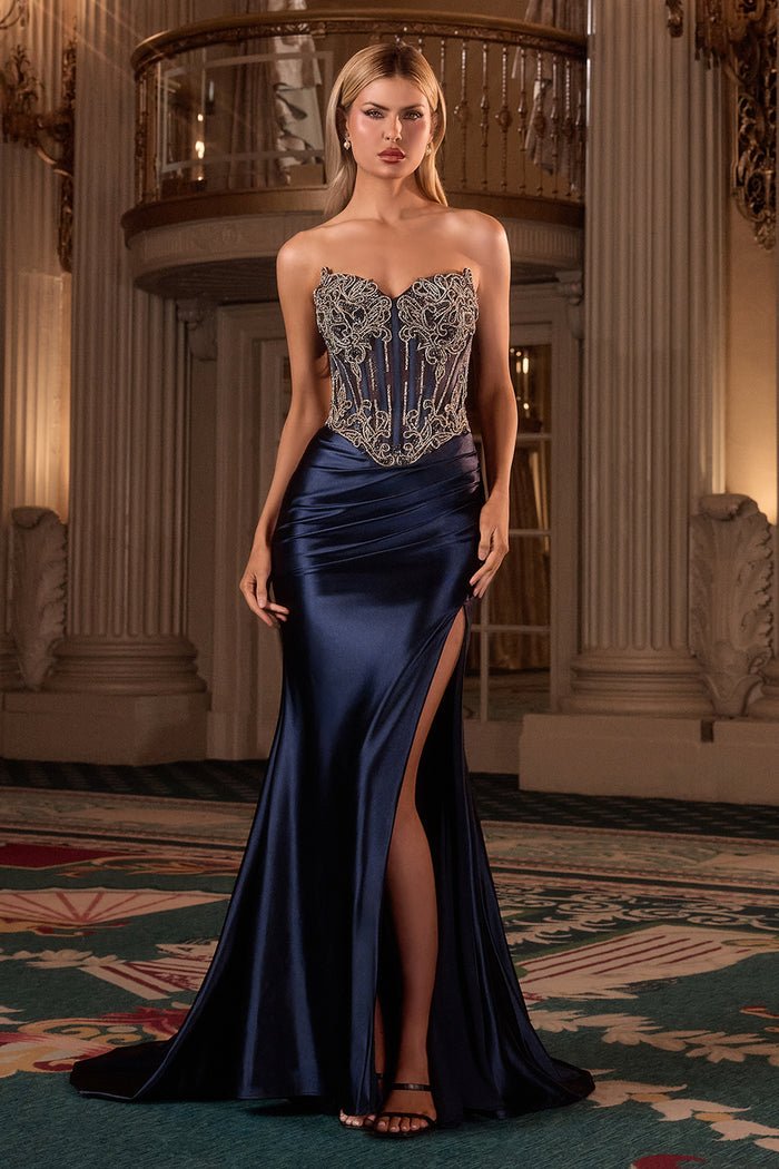 JUANITA Strapless Rhinestone Corset Fitted Prom & Formal Dress in Australia | One Honey Boutique
