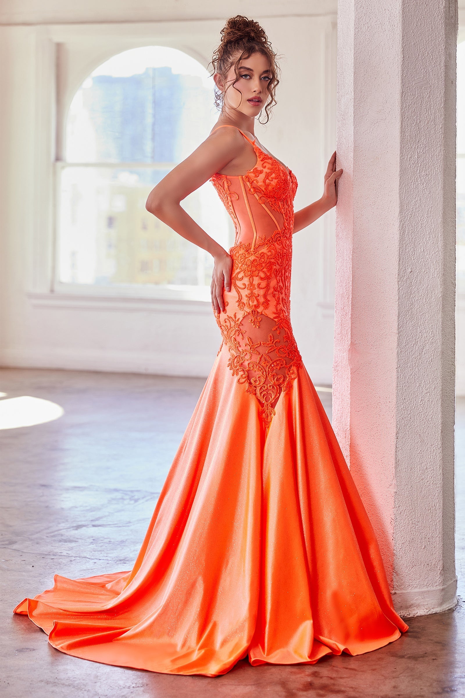 JEAN Lace & Glitter Fishtail Trumpet Formal Dress with lace bodice and satin skirt, evening gown Brisbane to Gold Coast Australia