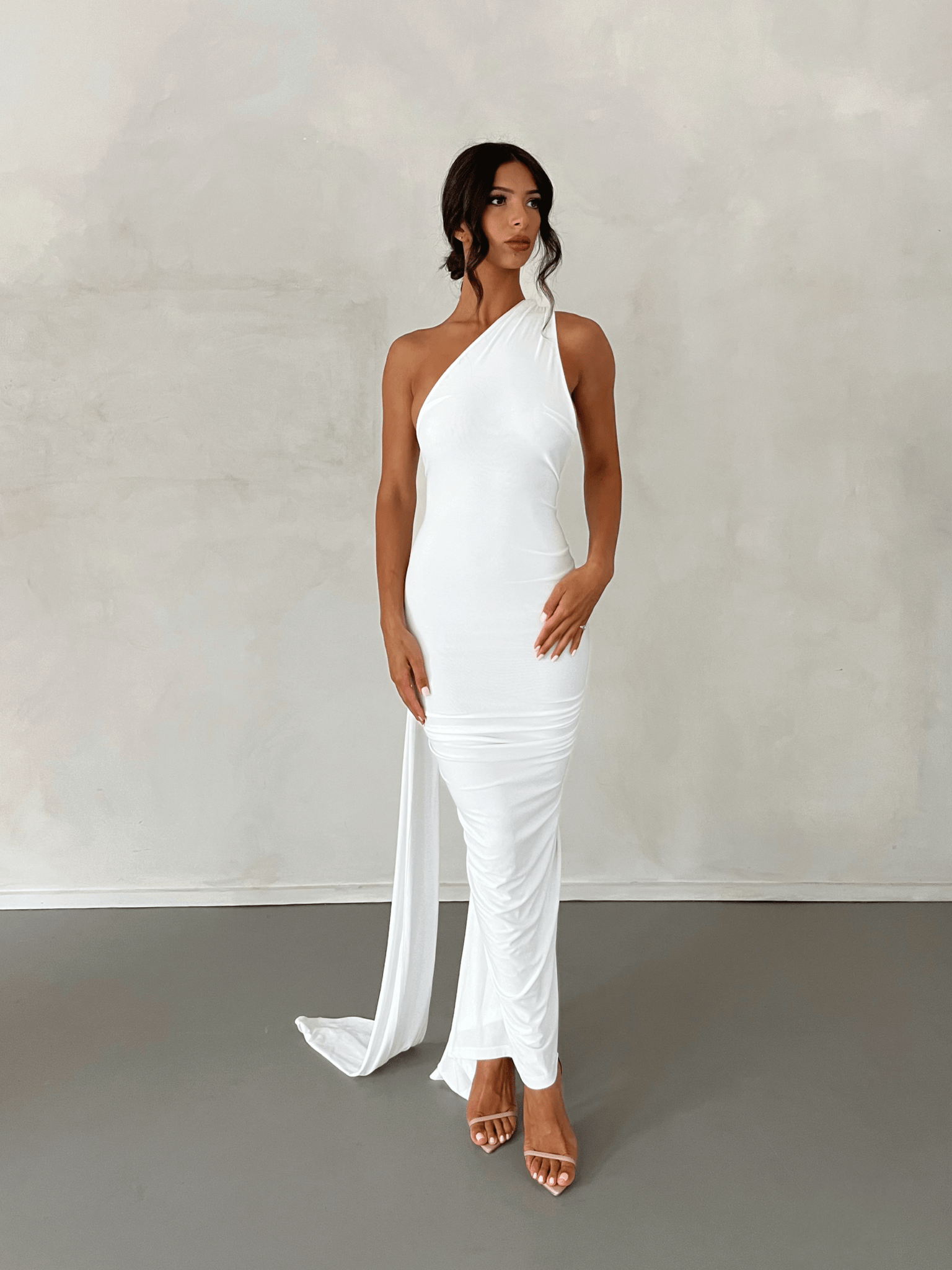 MÉLANI The Label CONSTANTINA Asymmetric Halterneck Midi Dress in Australia | One Honey Boutique