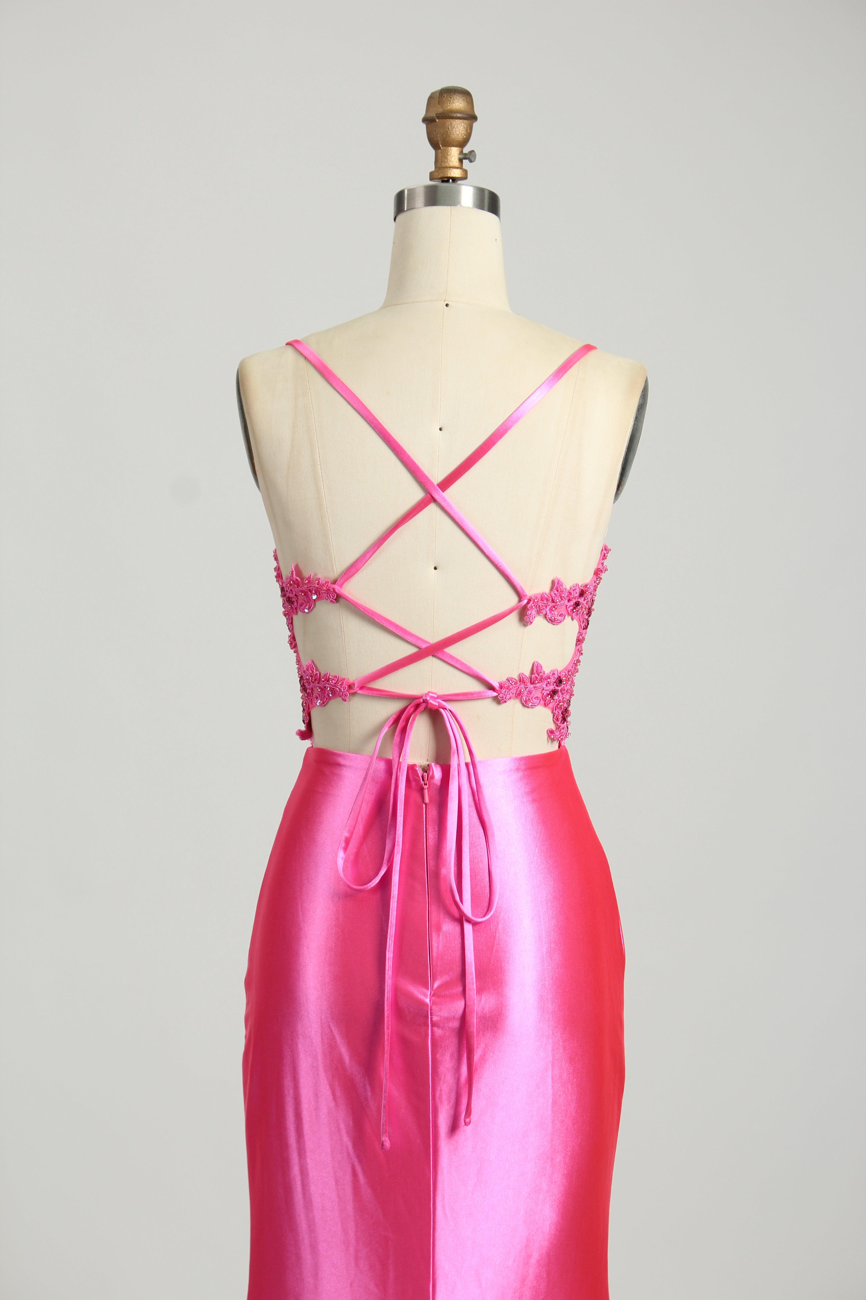 Honey Couture ALORA Embellished Bustier Corset Satin Mermaid Formal Dress