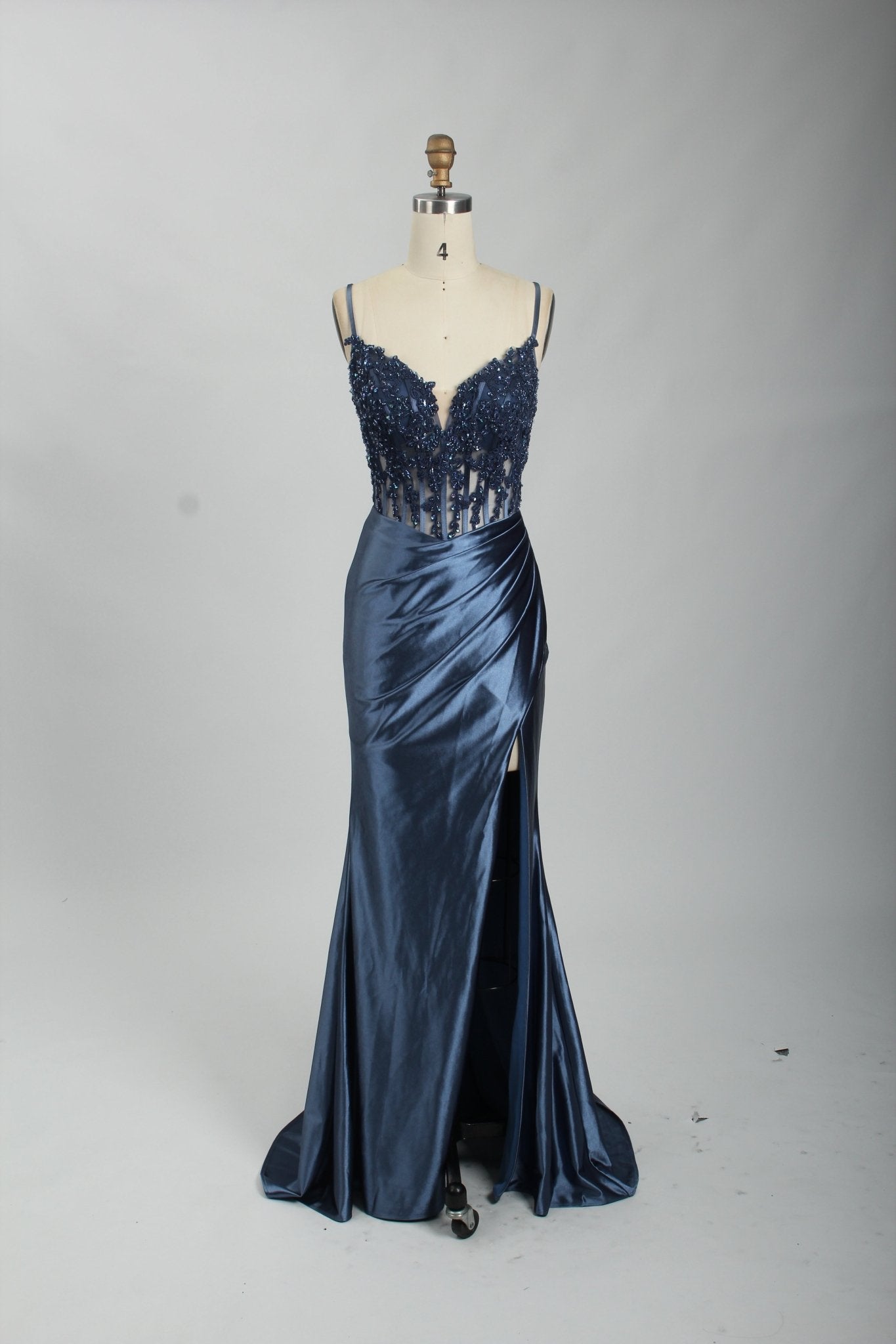 Honey Couture ALORA Embellished Bustier Corset Satin Mermaid Formal Dress in Australia | One Honey Boutique