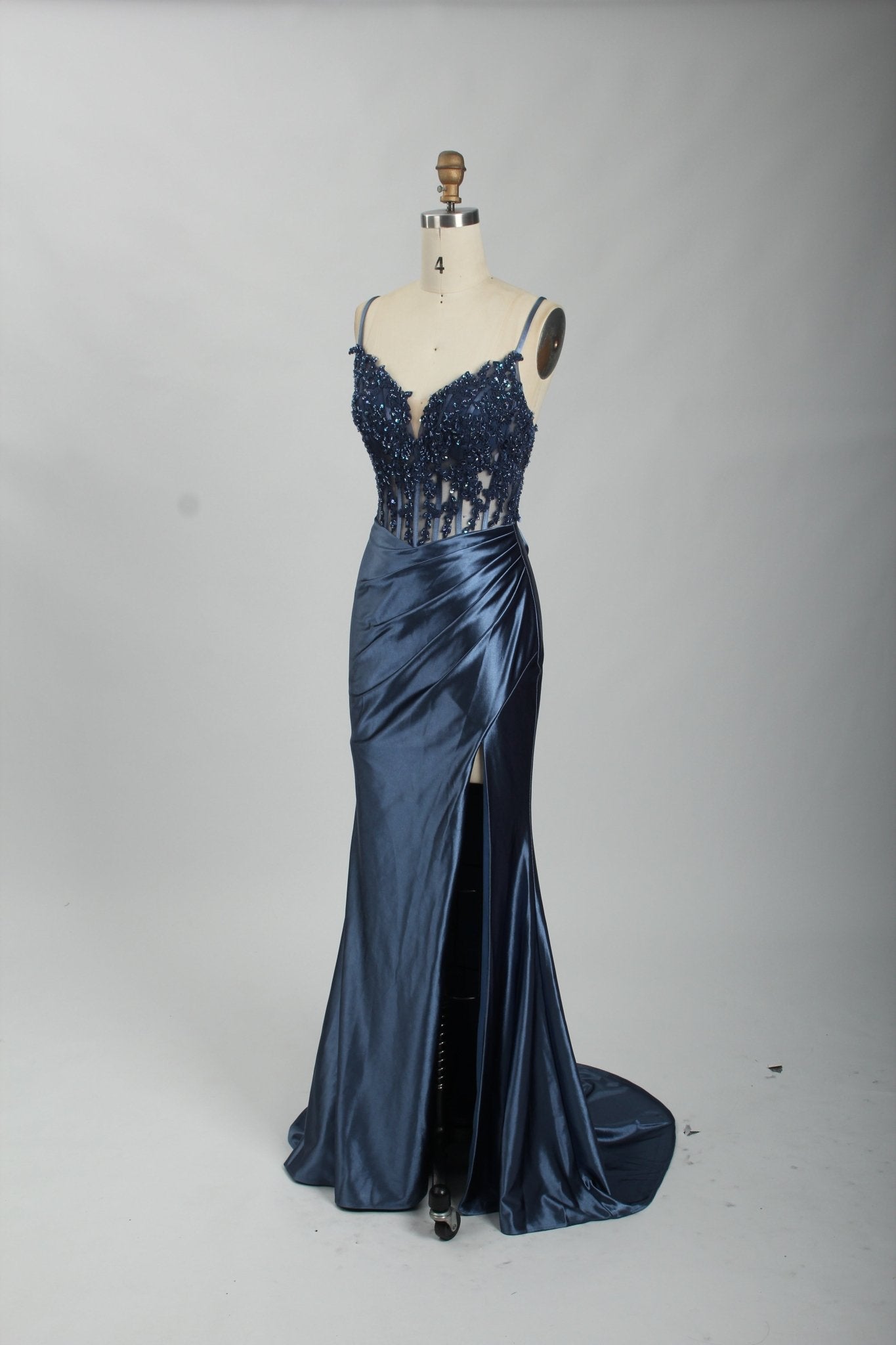 Honey Couture ALORA Embellished Bustier Corset Satin Mermaid Formal Dress in Australia | One Honey Boutique