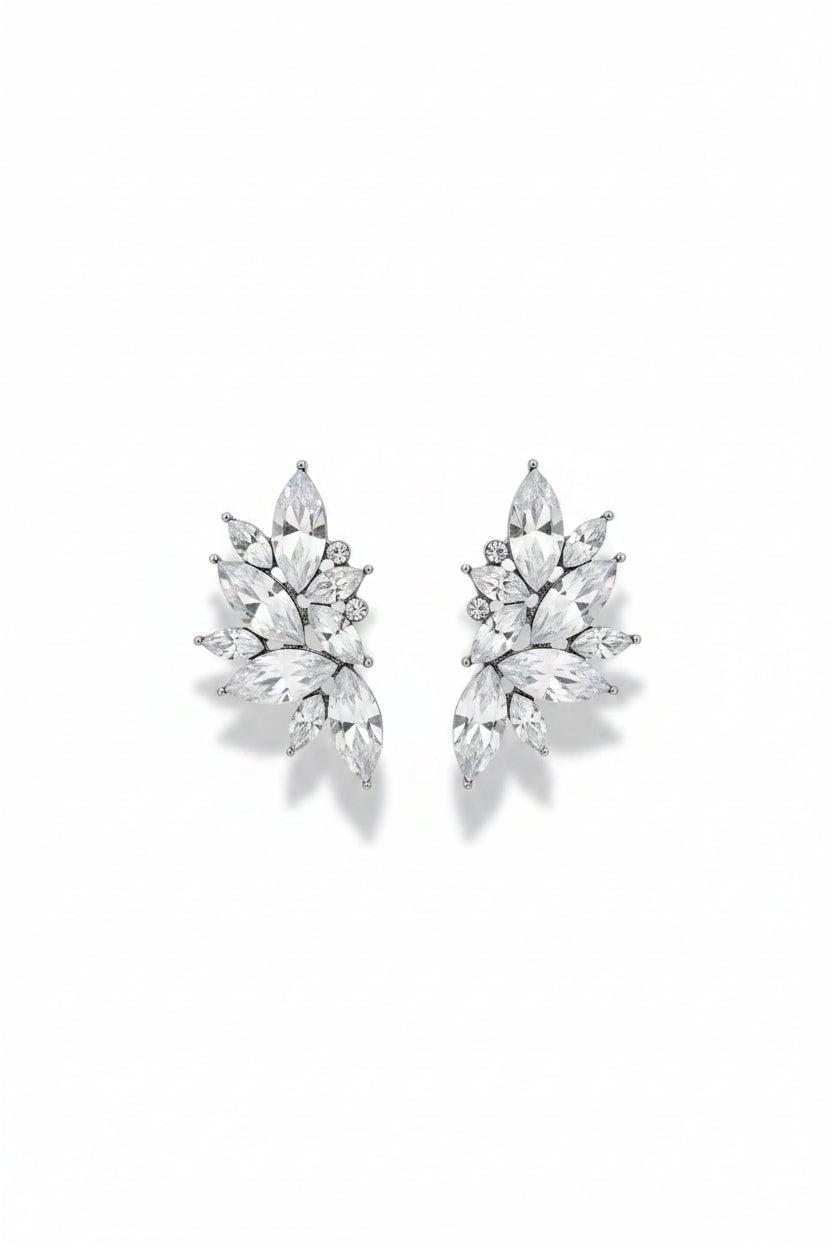 Honey Couture REGINA Crystal Crest Statement Earrings
