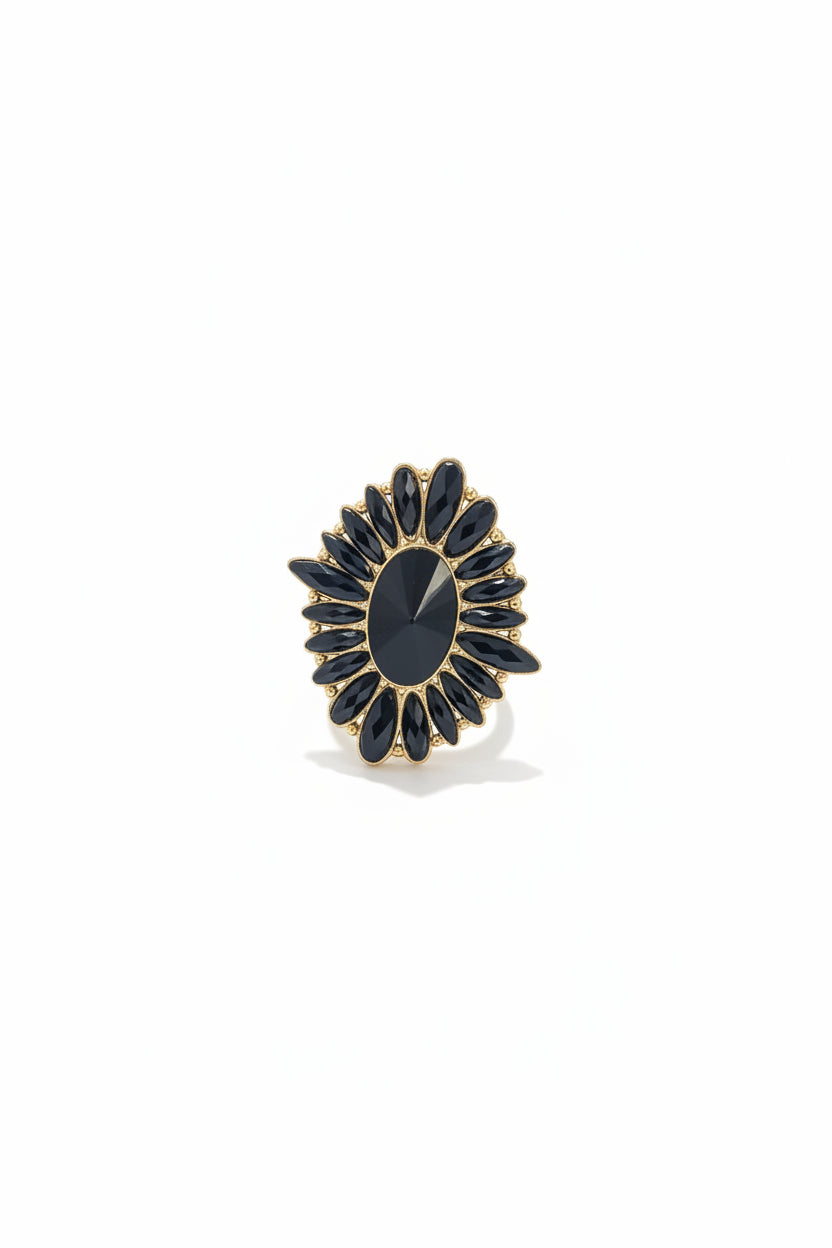 Honey Couture VICTORIA Black Onyx Statement Cocktail Ring