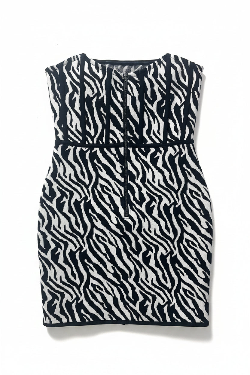 Honey Couture ZEBRA Strapless Bandage Mini Dress