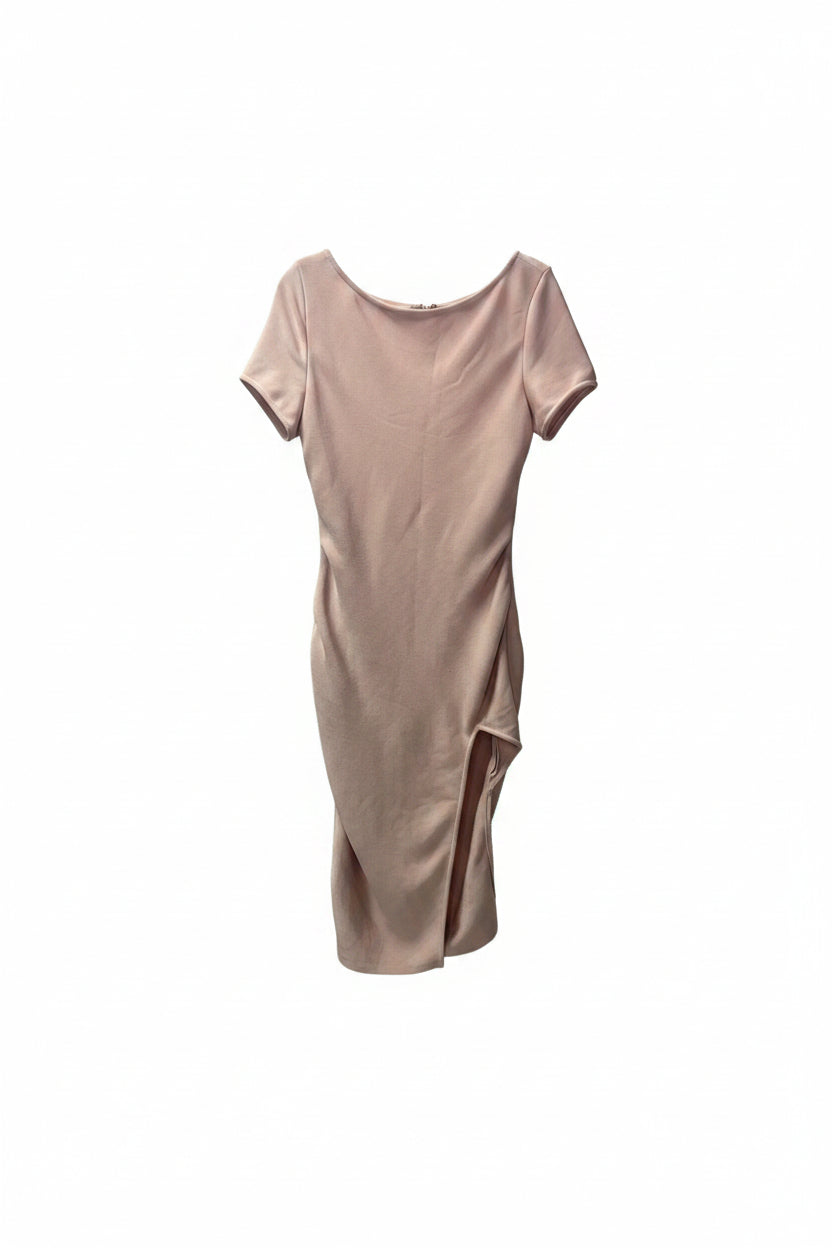Honey Couture BLUSH Lace Back Short Sleeve Bandage Midi Dress