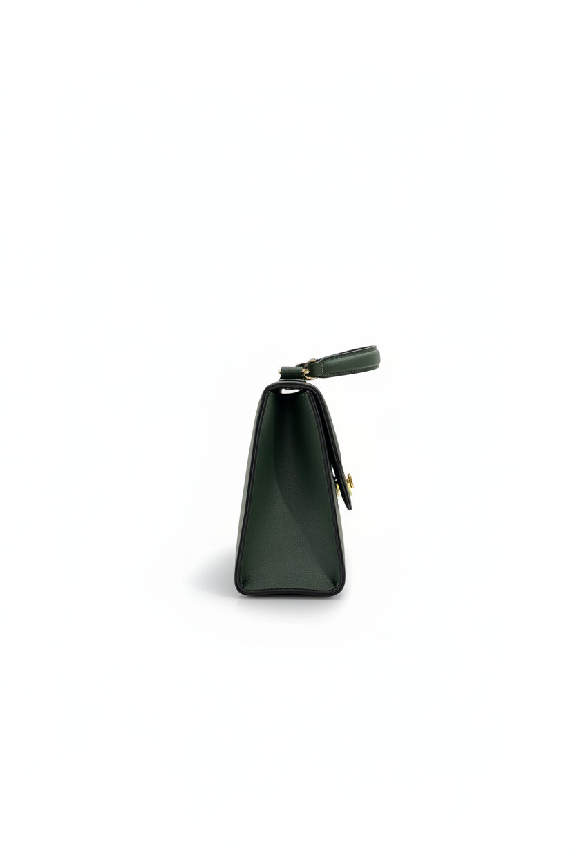 Honey Couture VERONA Forest Green Structured Faux Leather Mini Handbag