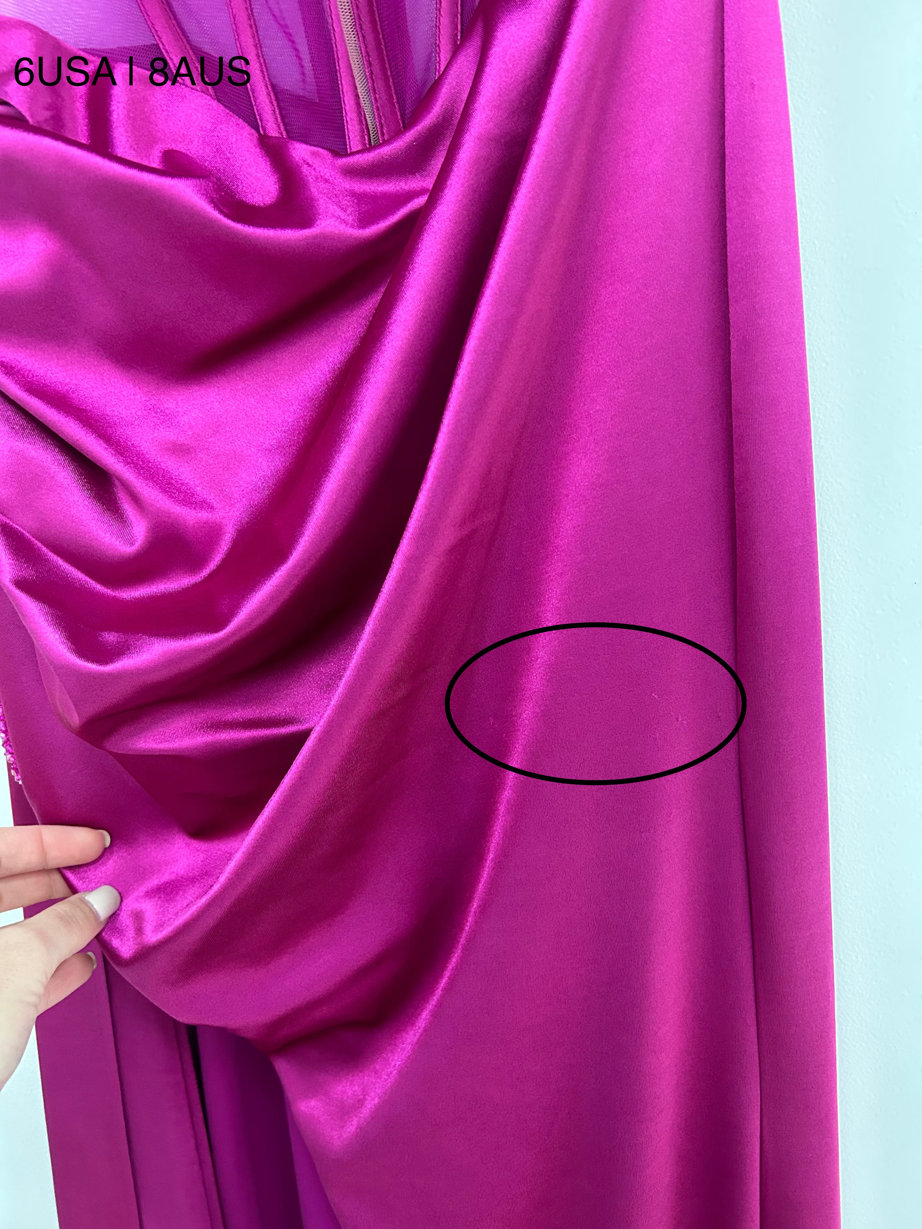 Honey Couture FINA Magenta Strapless Satin Diamanté Detail Corset Bustier Formal Dress (RED TAG FINAL SALE) in Australia | One Honey Boutique