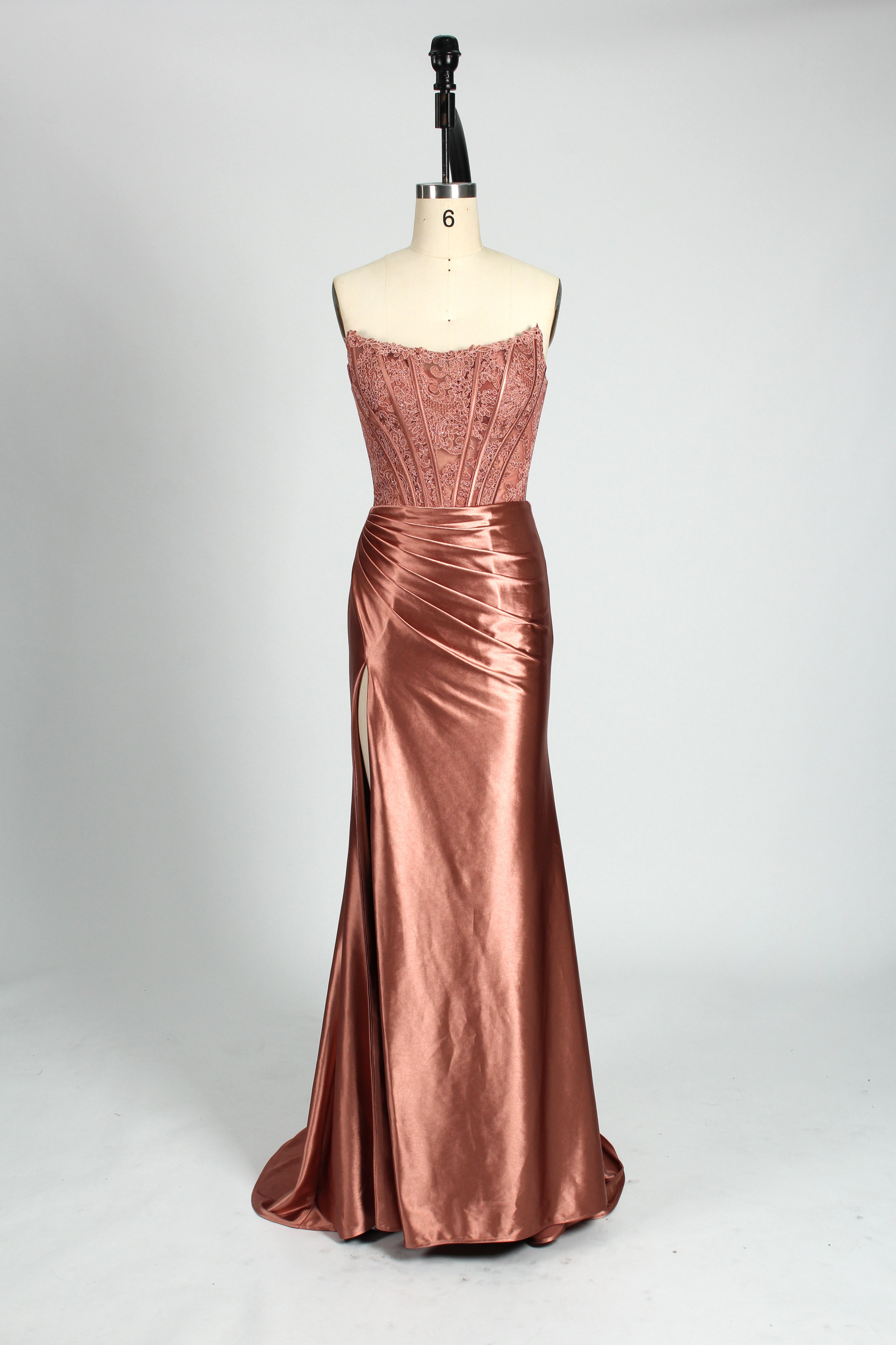 Honey Couture AUGUST Strapless Embellished Bustier Satin Mermaid Dress - Elegant Australian Designer Prom Gown