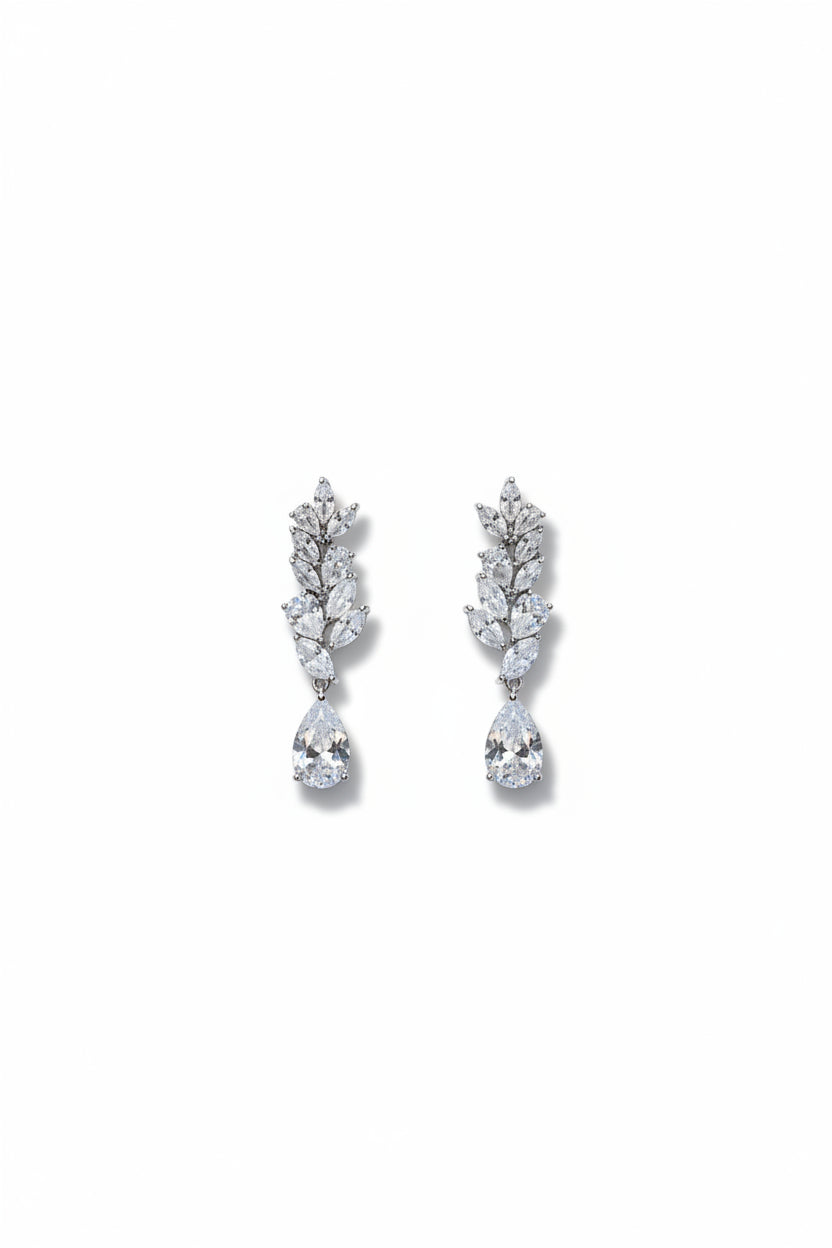 Gregory Ladner Crystal Leaf Teardrop Earrings
