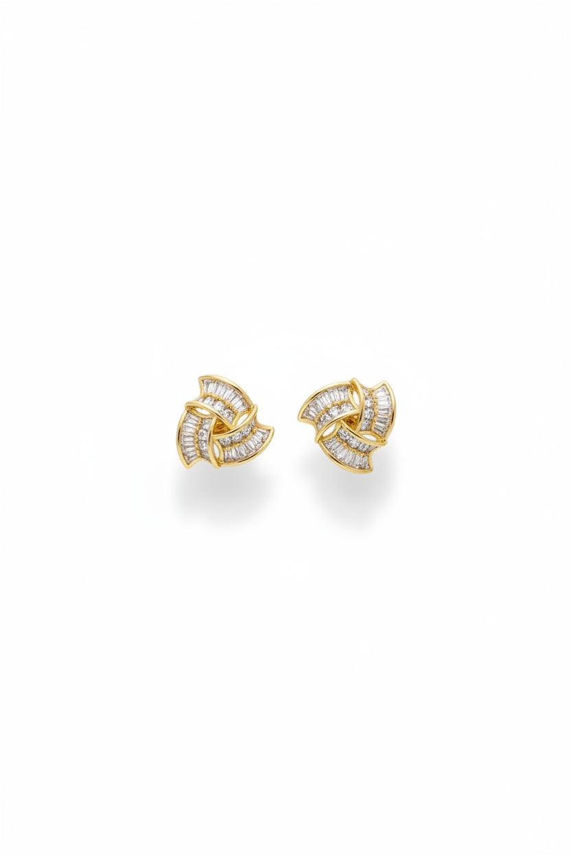 Gregory Ladner Gold Crystal Knot Stud Earrings