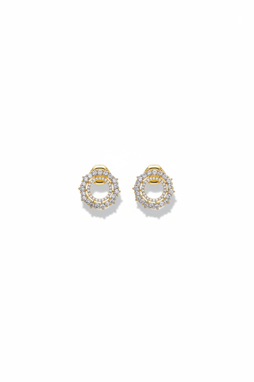 Gregory Ladner Double Halo Crystal Circle Stud Earrings