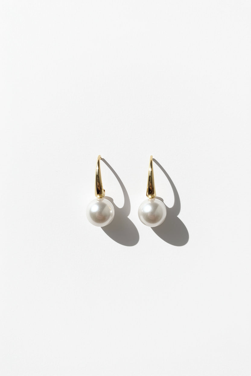 Gregory Ladner Gold Pearl Drop Hoop Earrings