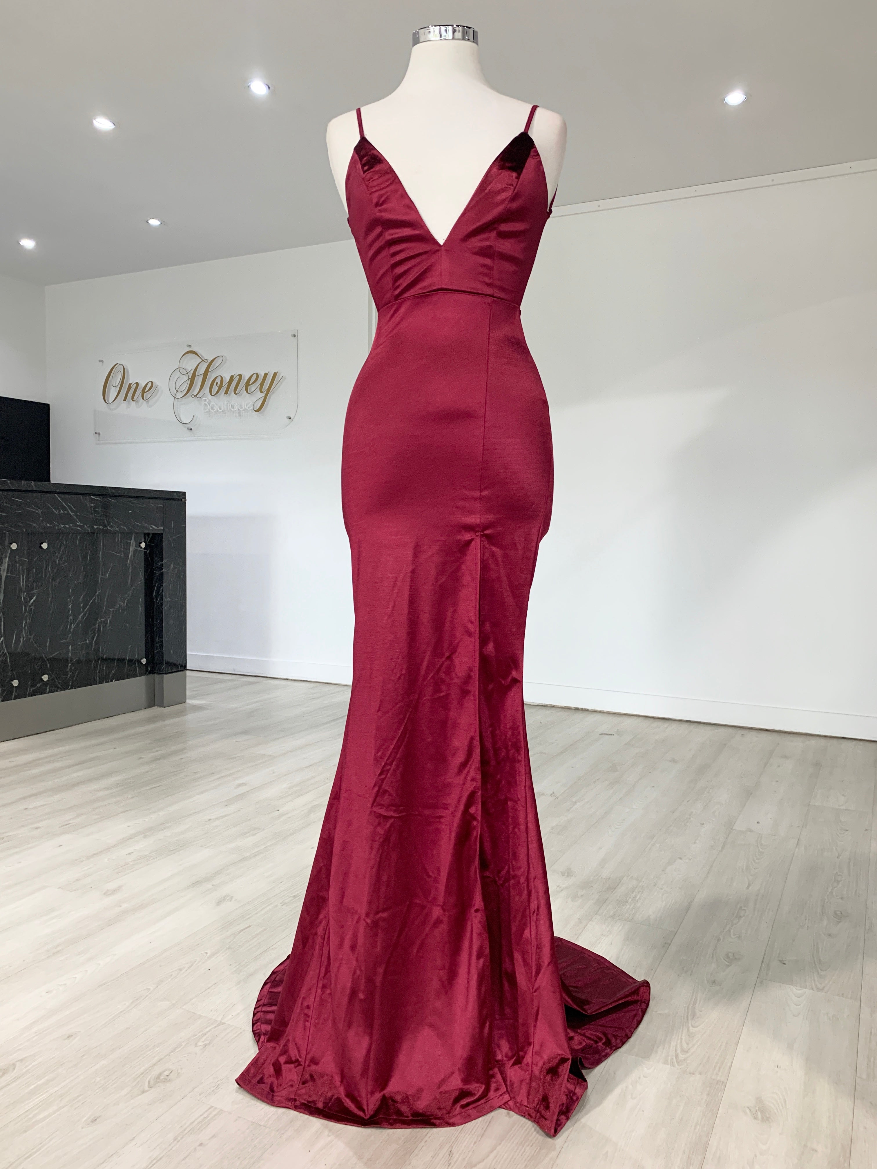 Honey Couture MILEE Low Back Mermaid Evening Gown, Australian Designer, Prom Dress, Affordable Silky Stretch Fabric