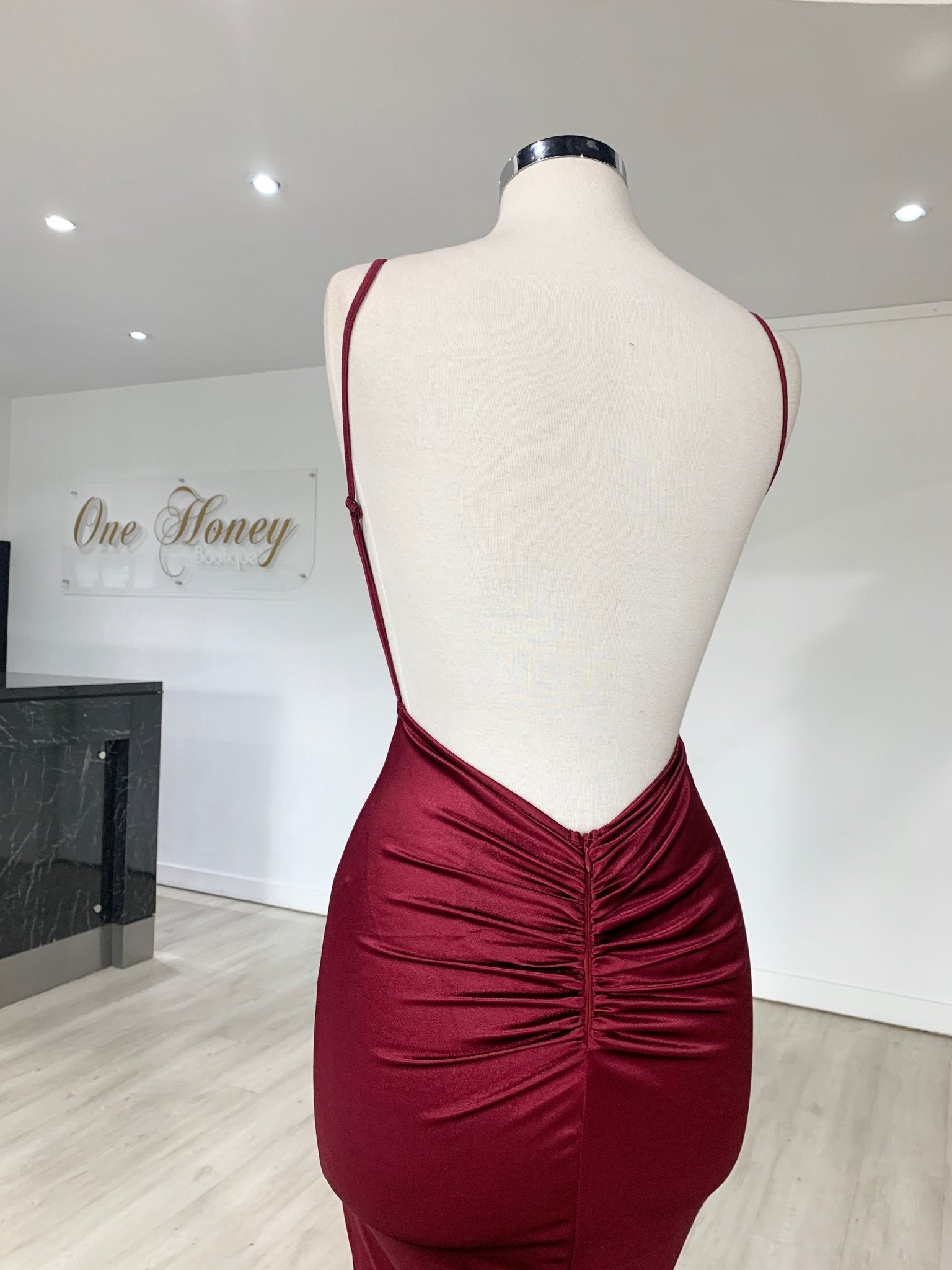 Honey Couture MILEE Low Back Mermaid Evening Gown Dress in Australia | One Honey Boutique