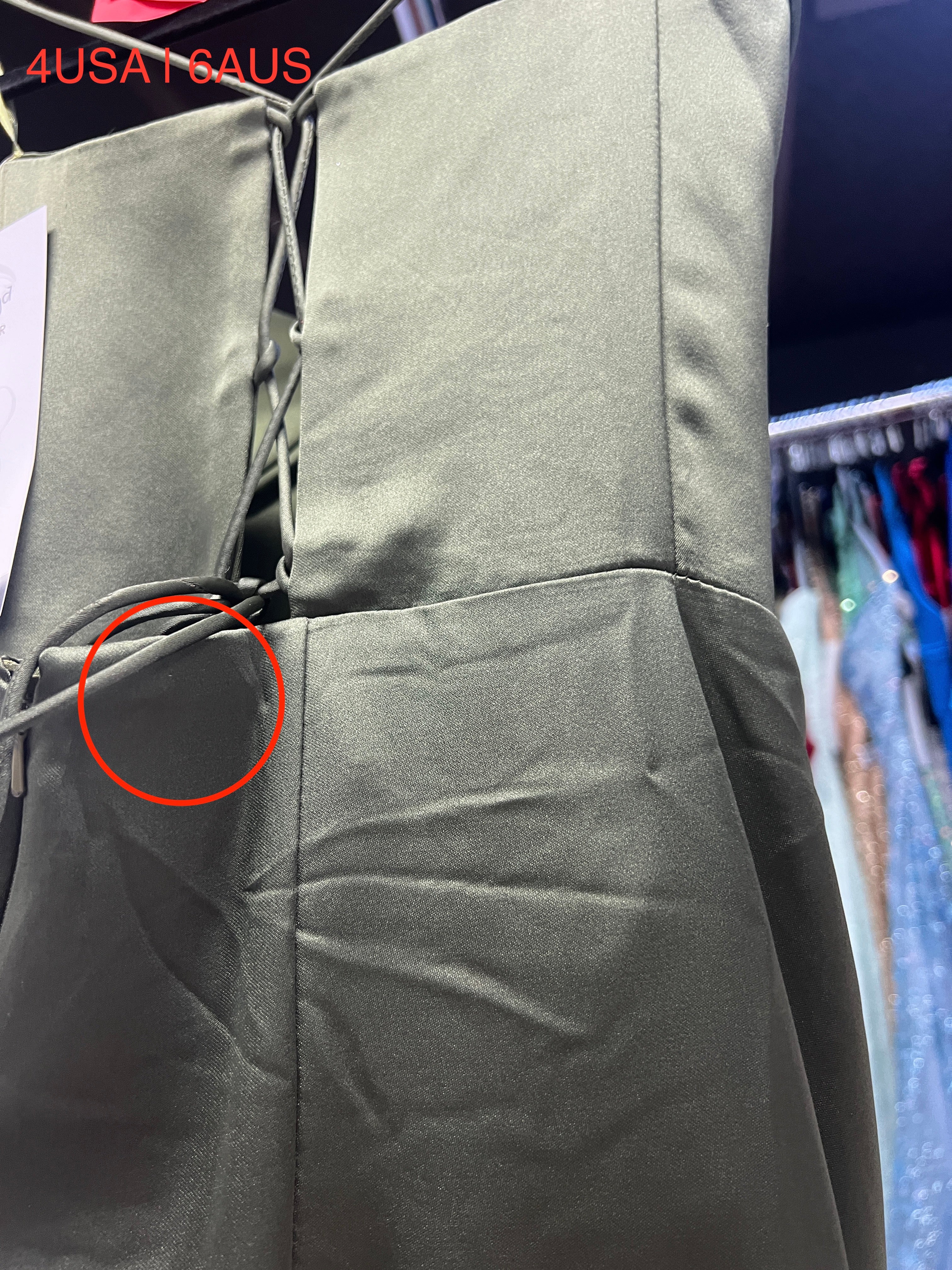 ZENDAYA Olive Green Satin Corset Detail from Honey Couture, Australian Designer Prom Dress