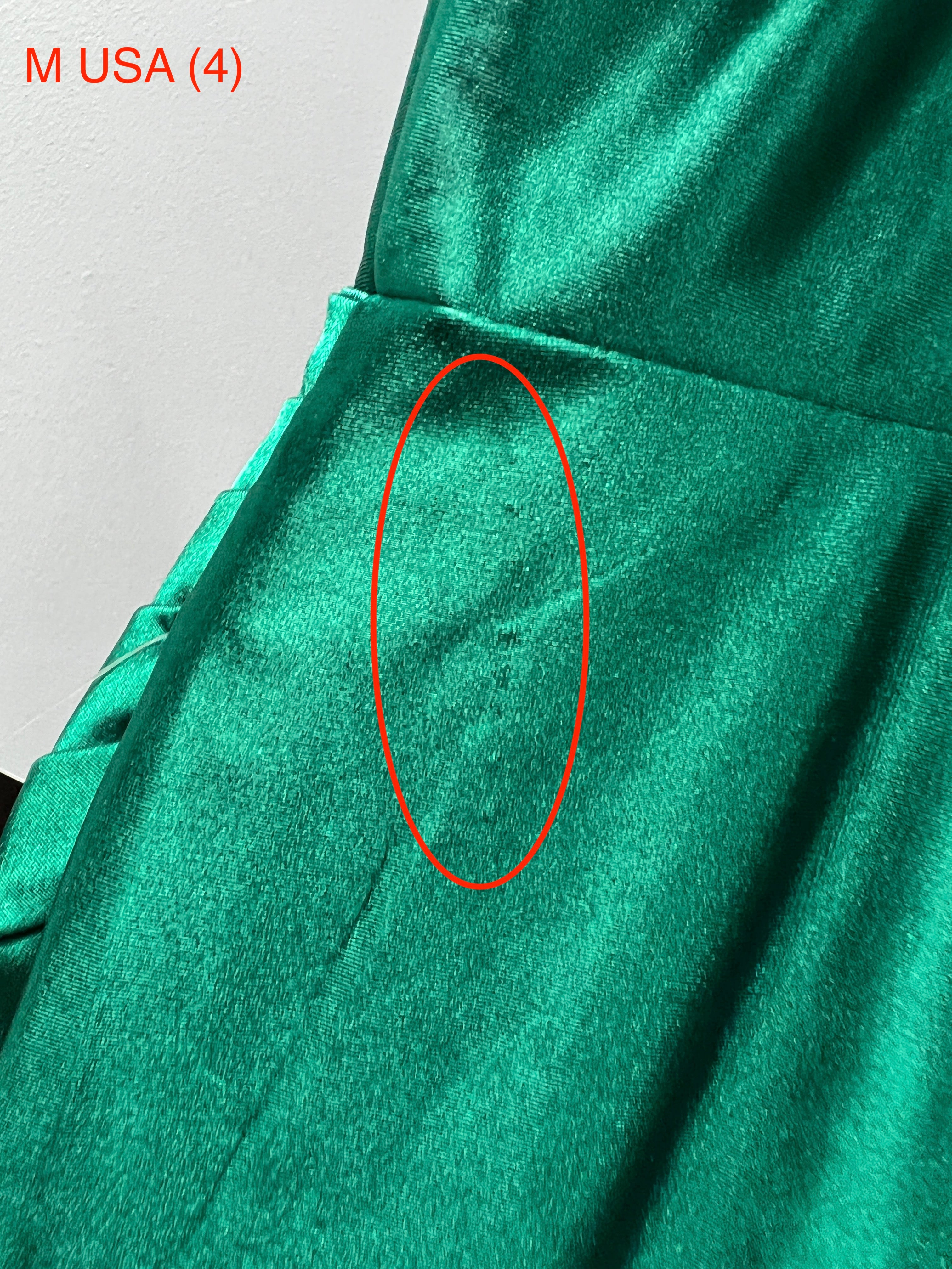 Honey Couture SHARYN emerald green silky formal dress fabric detail with small imperfection, affordable evening gown by Australian Designer.