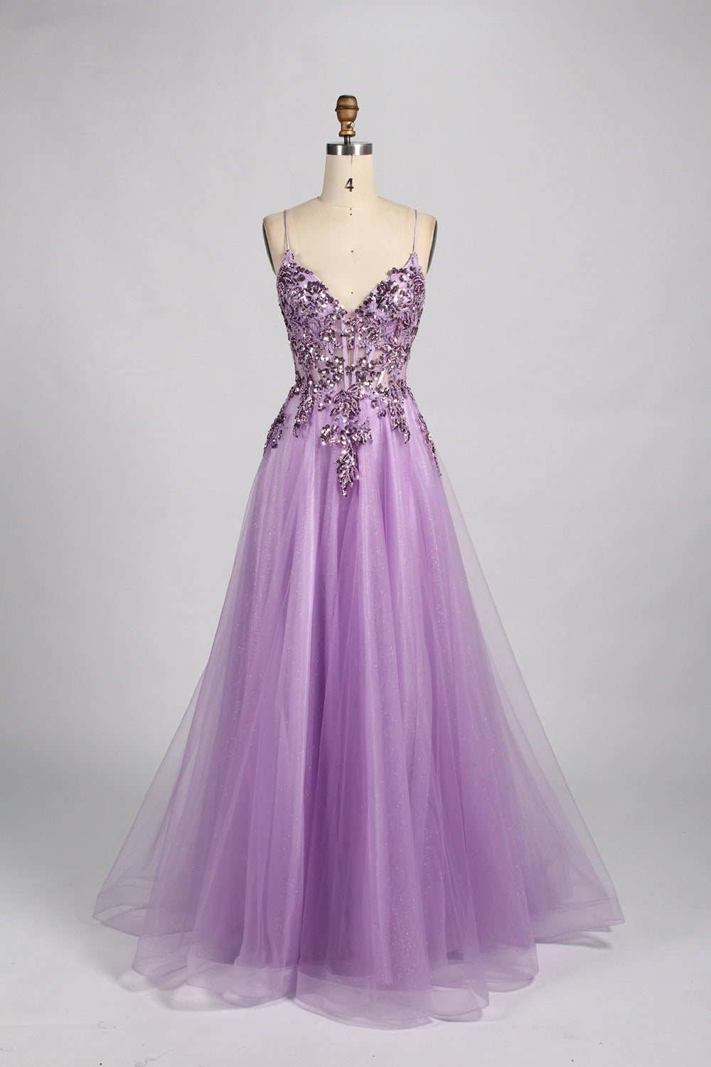 Honey Couture NOVINE Sequin & Glitter Mesh Tulle Formal Dress