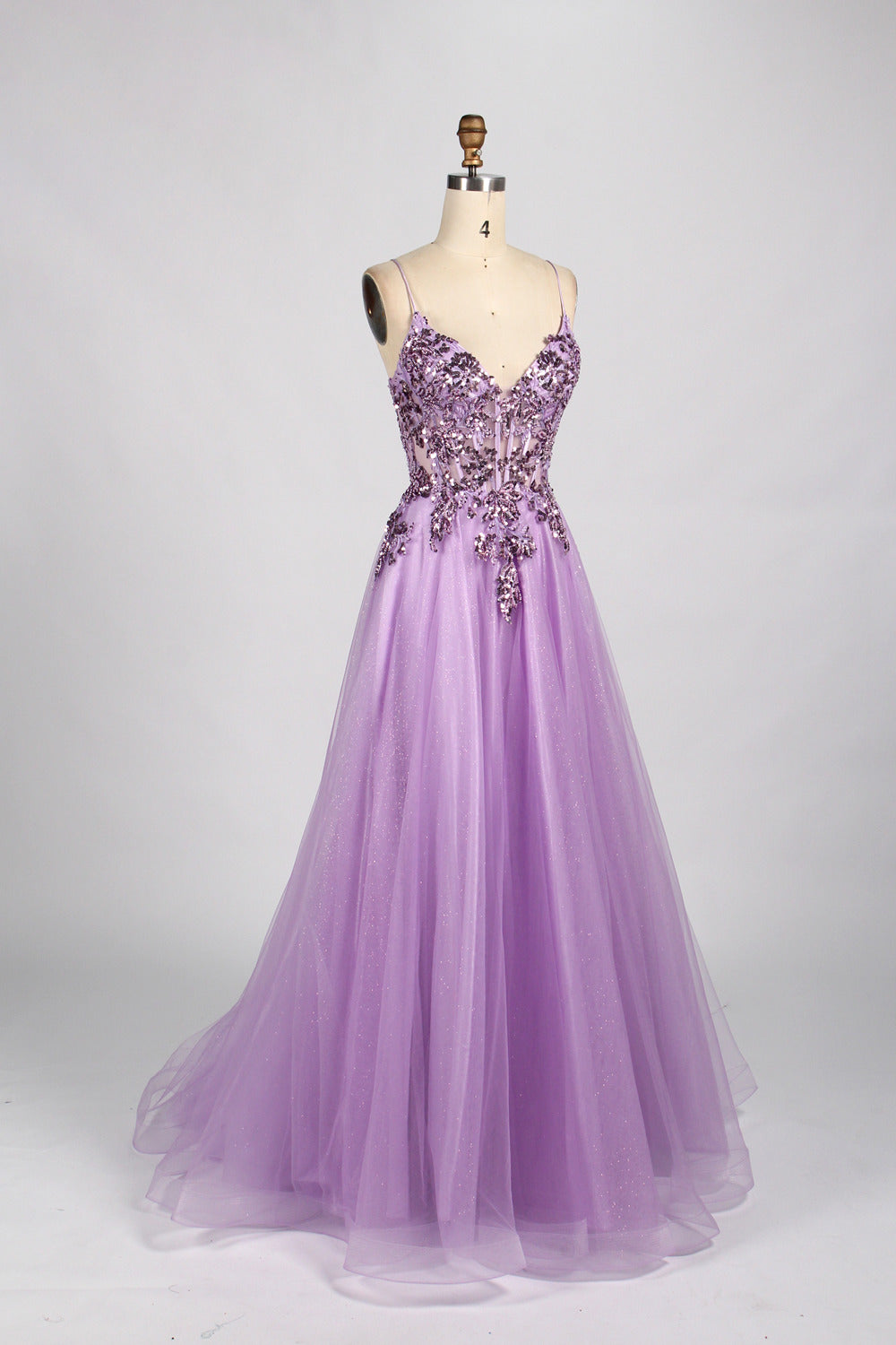 Honey Couture NOVINE Sequin & Glitter Mesh Tulle Formal Dress