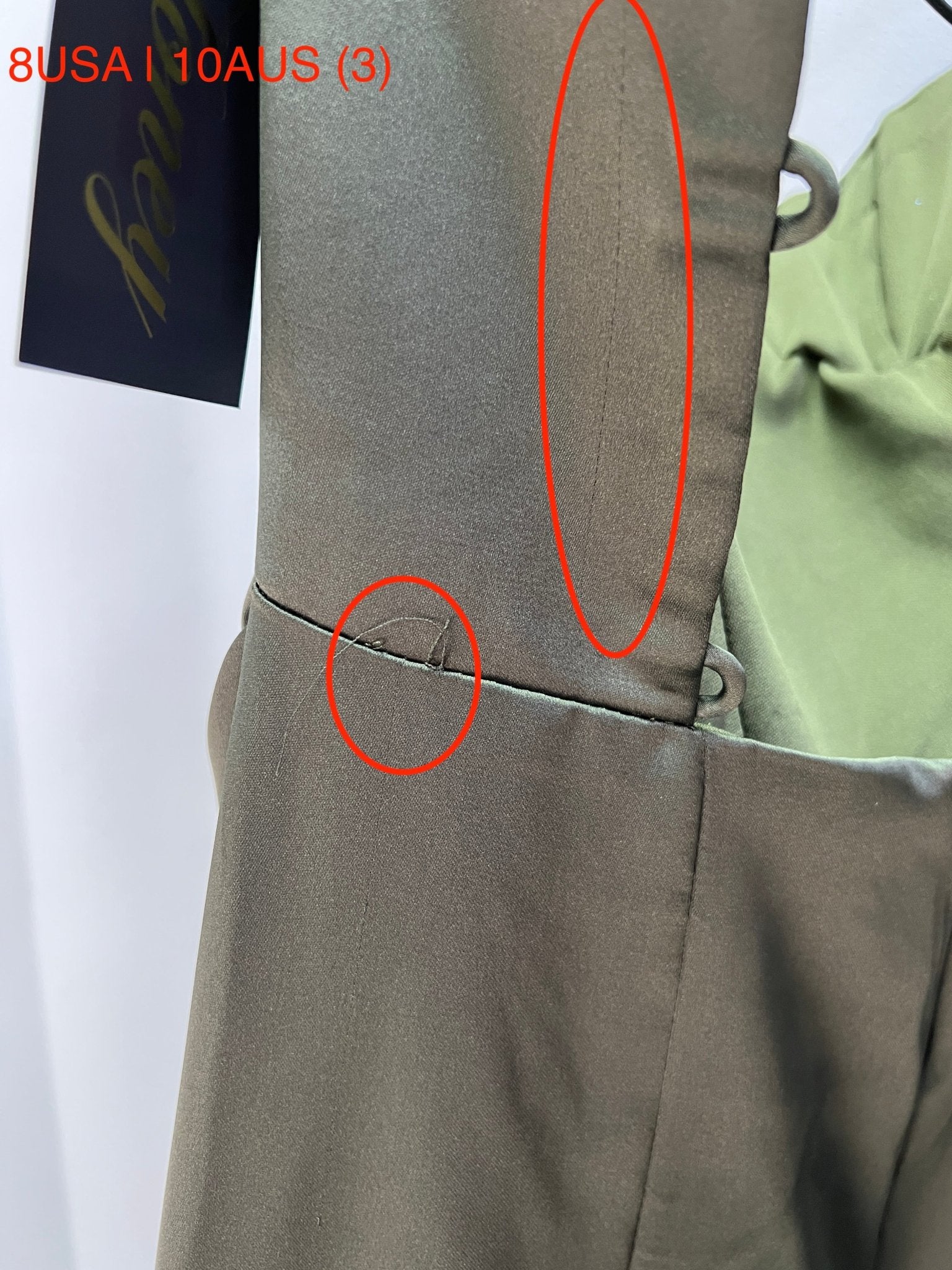 Honey Couture ZENDAYA Olive Green Satin Corset Bustier Leg Split Formal Dress (RED TAG FINAL SALE) in Australia | One Honey Boutique