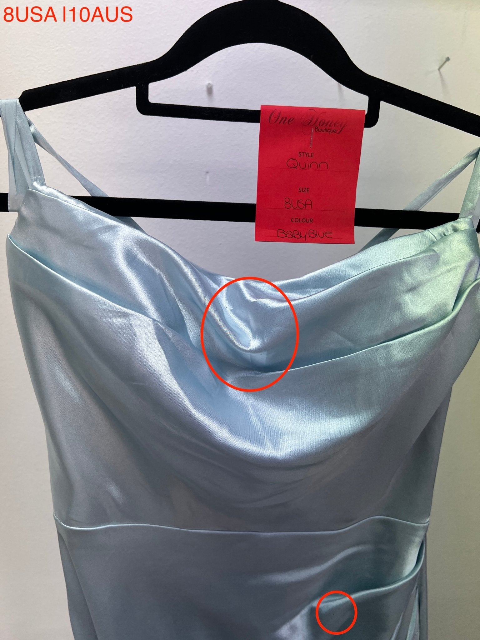 Honey Couture QUINN Baby Blue Satin Lace Up Formal Dress (RED TAG FINAL SALE) in Australia | One Honey Boutique