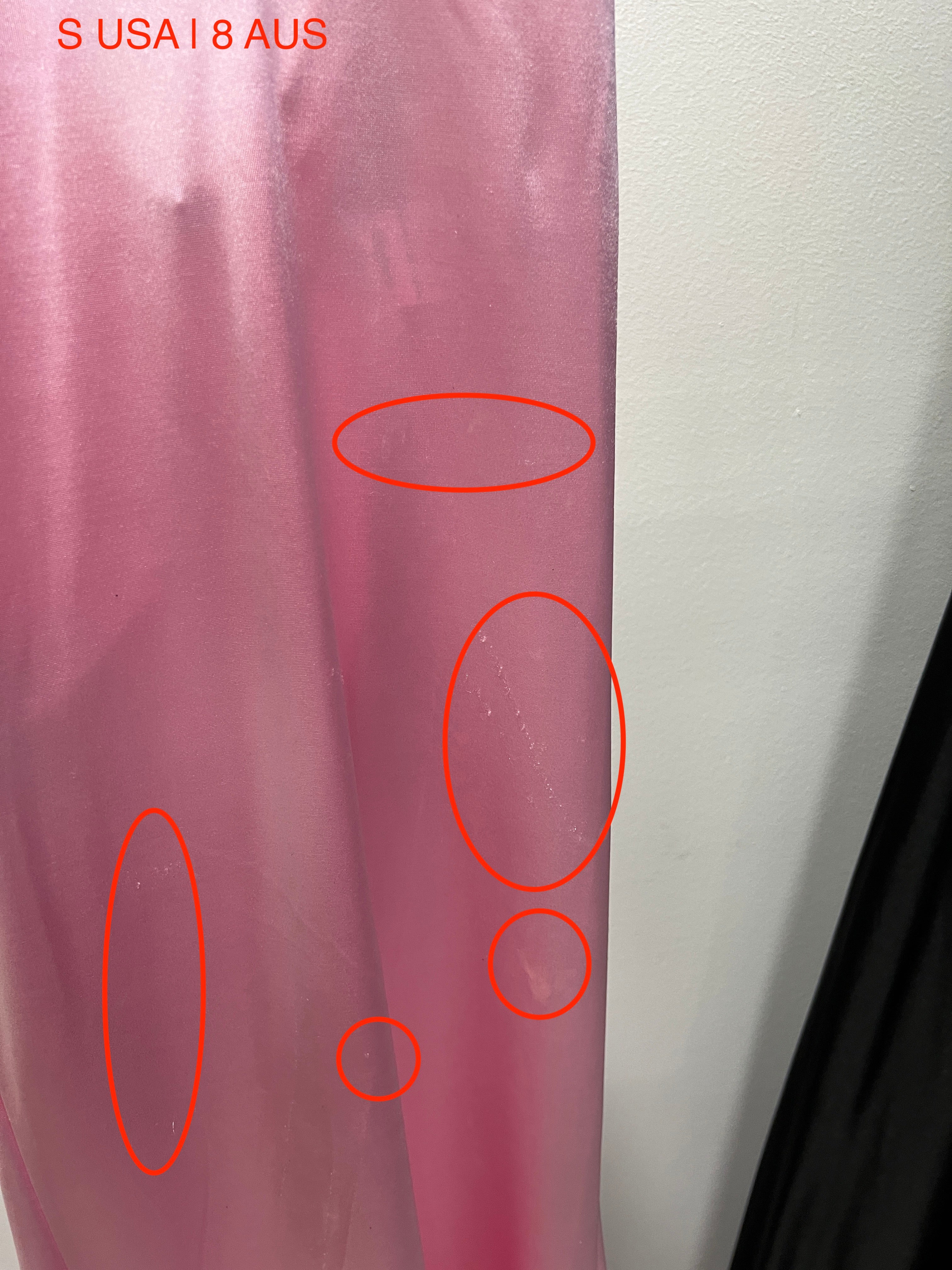 Close-up of fabric details on Honey Couture MILEE Baby Pink Mermaid Evening Gown, showcasing silky texture and adjustable straps.