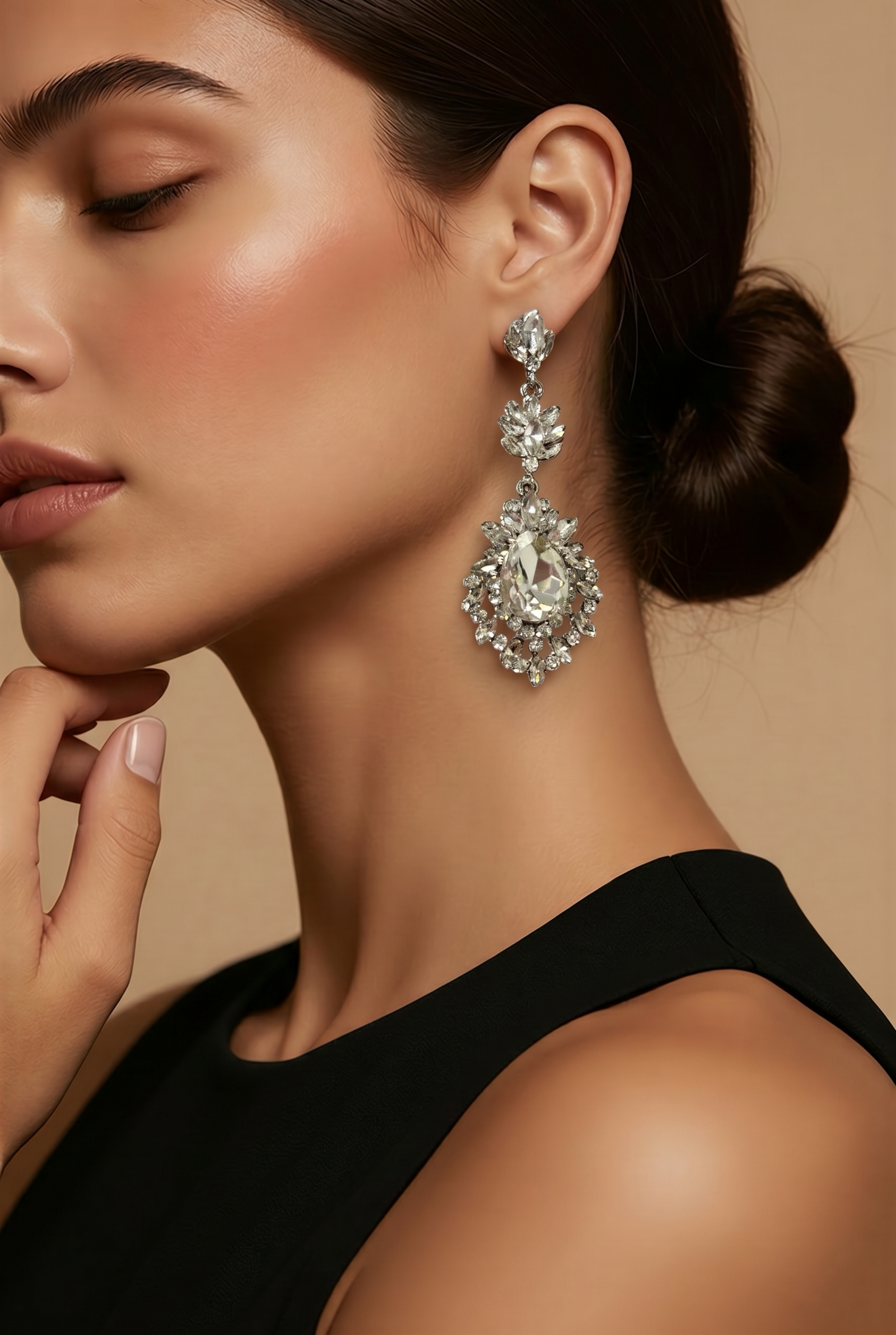 Crystal Teardrop Statement Earrings for Formal & Bridal Wear