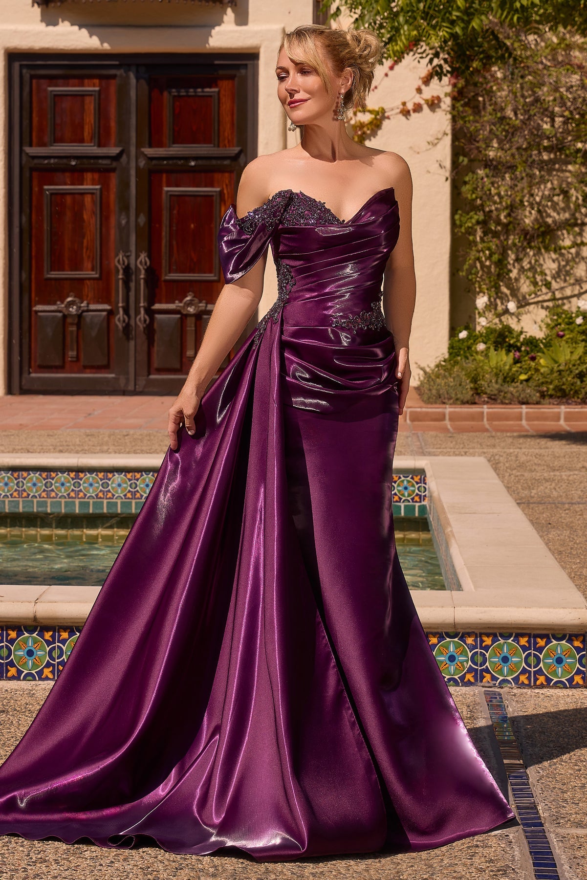 Gianna Metallic One Shoulder Fitted Formal Gown
