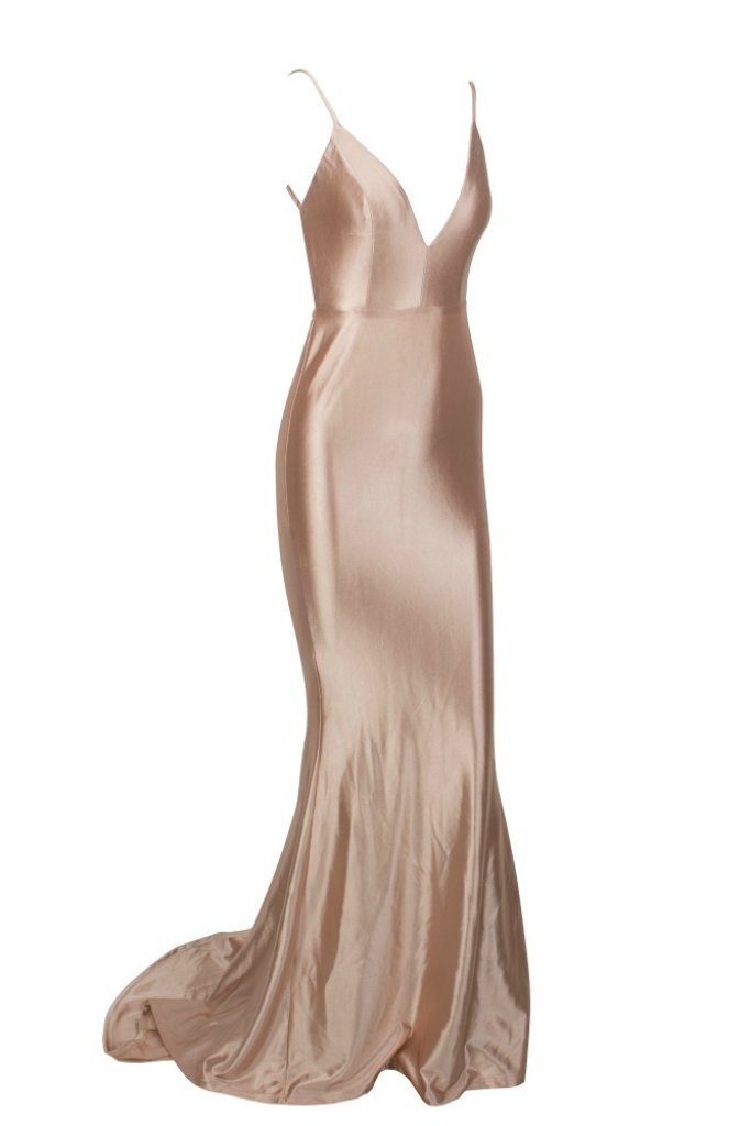 Honey Couture MILEE Low Back Mermaid Evening Gown Dress in silky stretch fabric, perfect for prom and formal occasions. Australian Designer.
