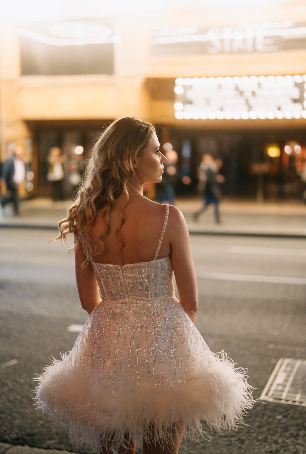 Fraulein Label MONROE White Bustier Corset Sequin and Feather Mini Hens Dress in Australia | One Honey Boutique