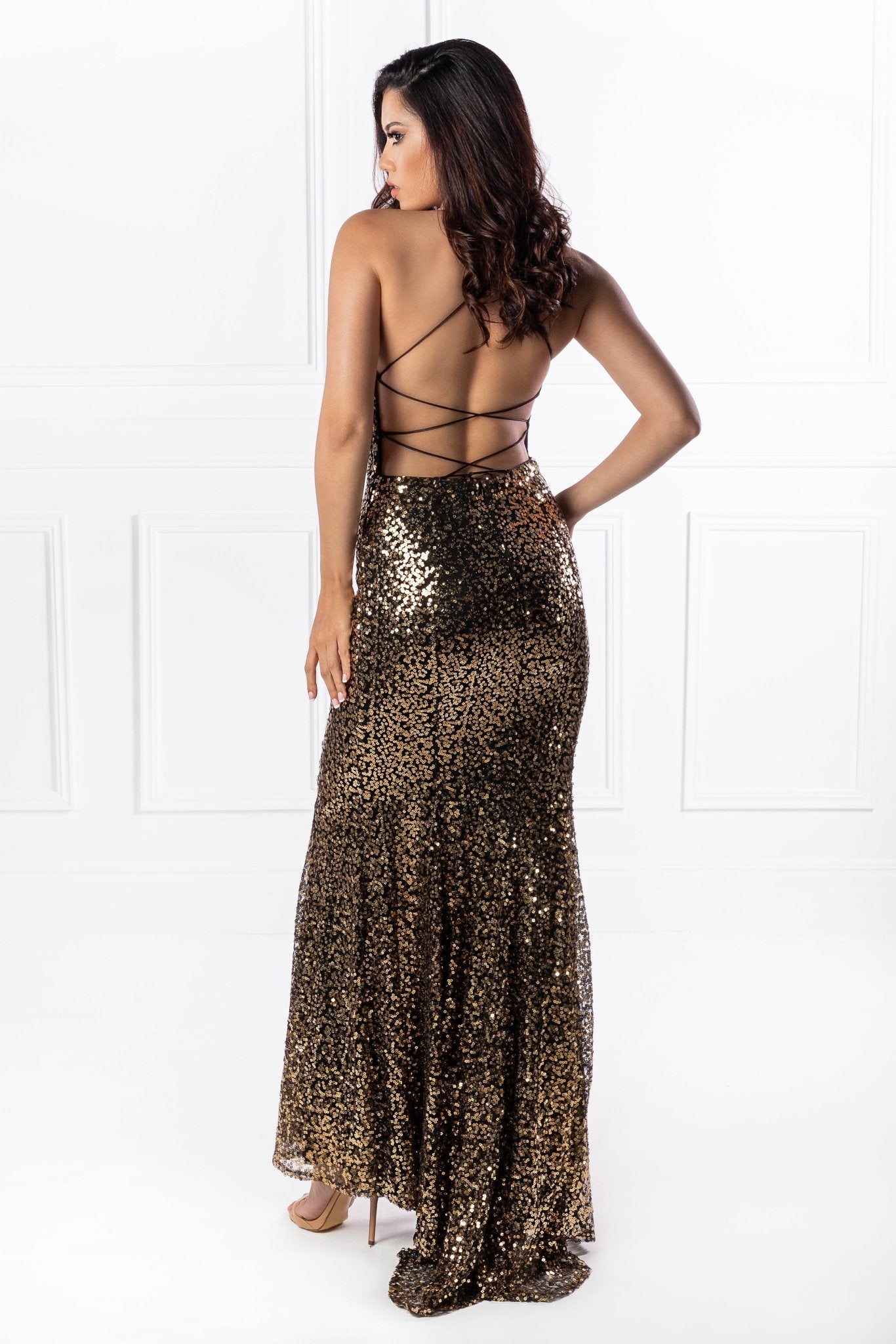 The NIKEETA Sequin Corset Back Mermaid Formal Gown in Australia | One Honey Boutique