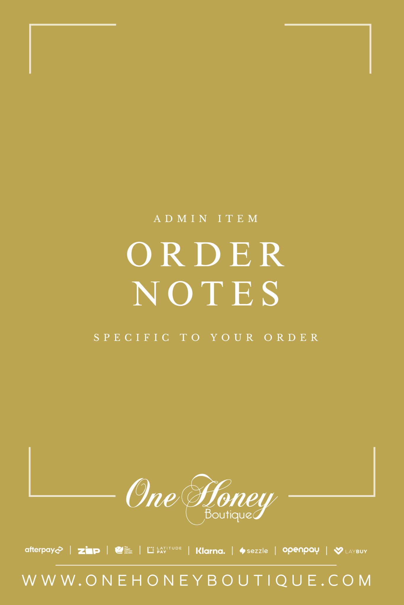 ONE HONEY ORDER | NOTES in Australia | One Honey Boutique