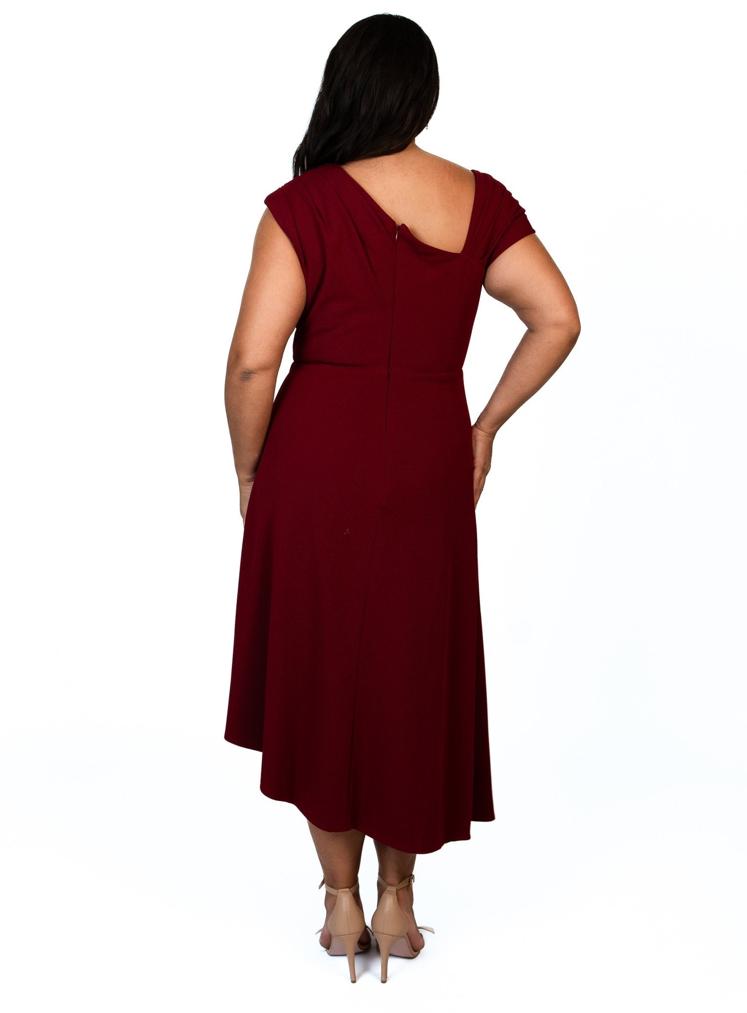 Trellis Lane ORIANA Asymmetric Flared Midi Cocktail & Event Dress in Australia | One Honey Boutique