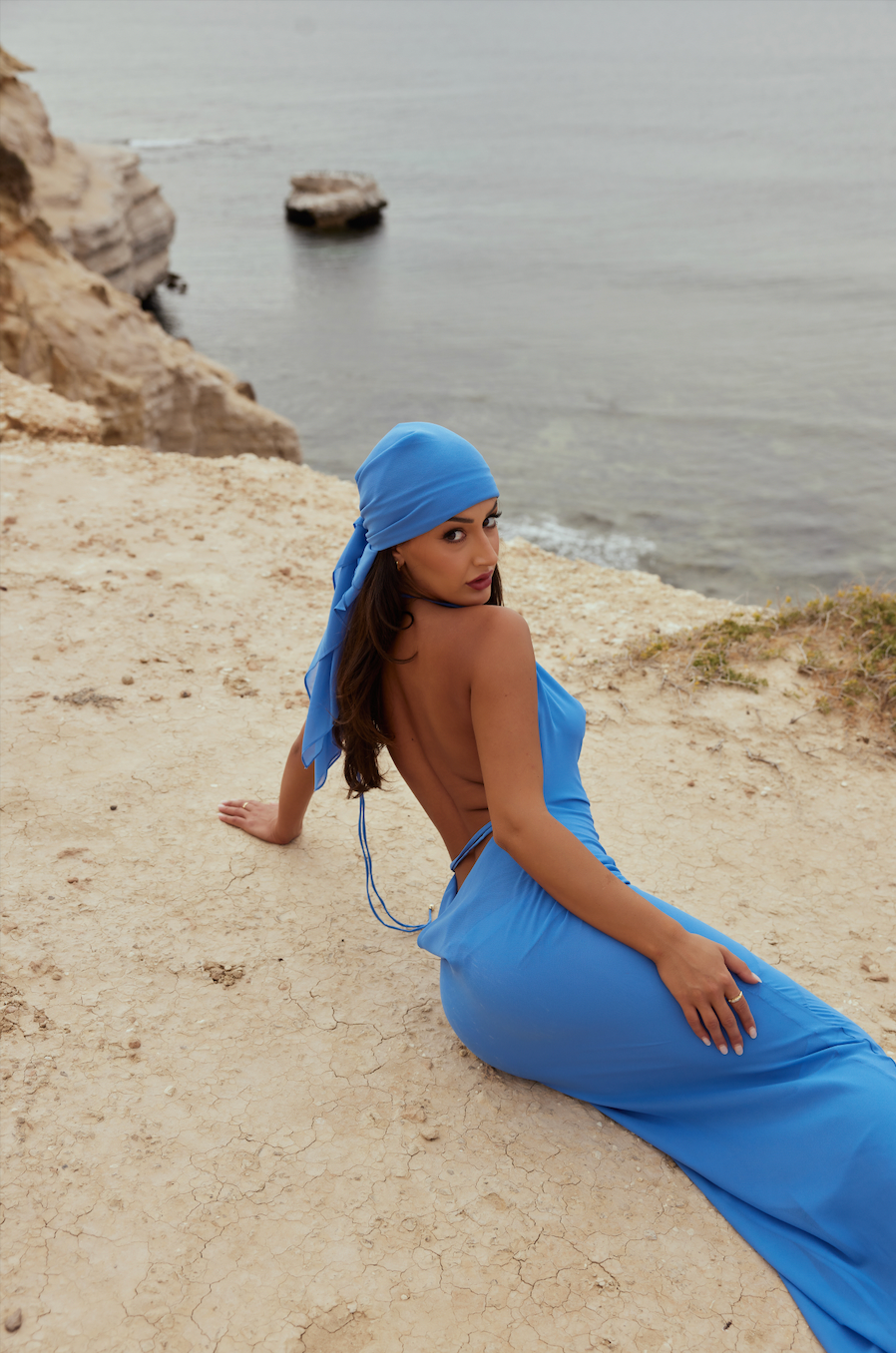 MÉLANI The Label LOPEZ Cowl Neck Chiffon Backless Dress