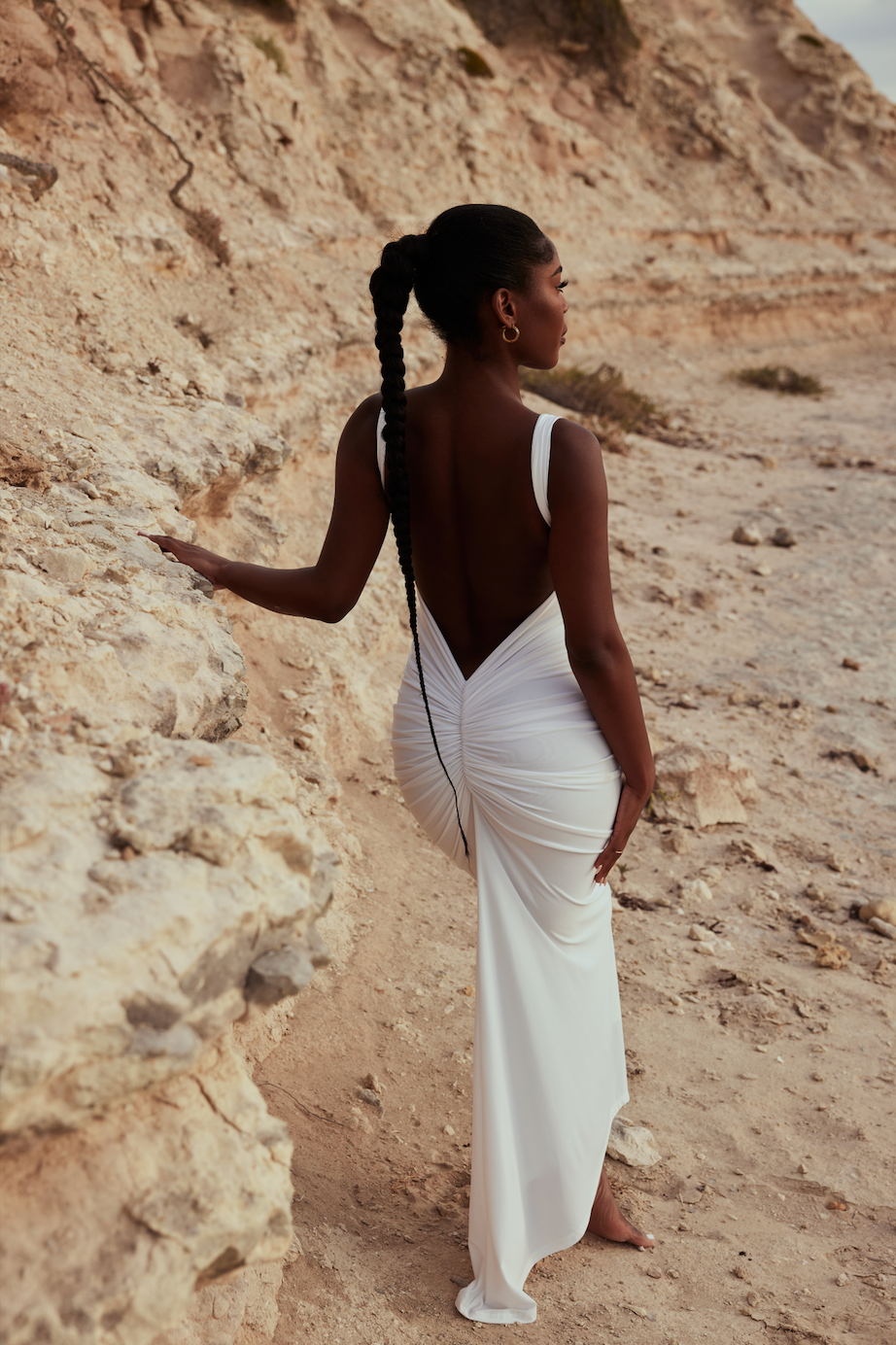 MÉLANI The Label SABIA Ruched Bum Backless Dress