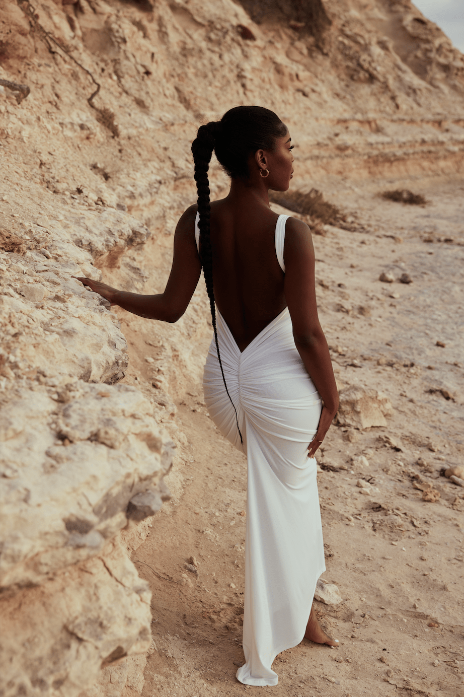 MÉLANI The Label SABIA Ruched Bum Backless Dress in Australia | One Honey Boutique