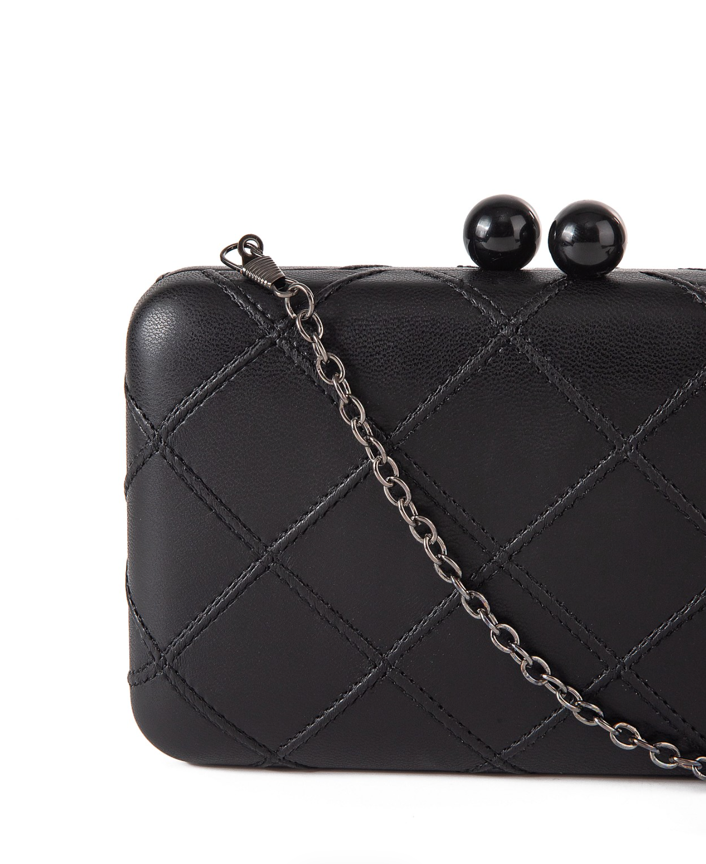 Gregory Ladner GBGE009D Quilted Black Evening Clutch Bag with Chain Strap