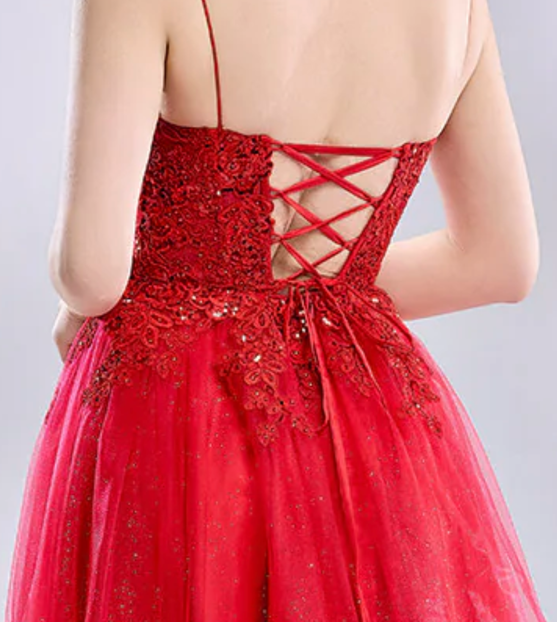 Honey Couture LYRA Corset Back Lace Bodice Tulle Formal Dress