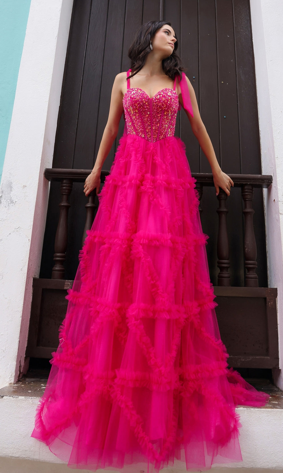 GABRIELLA ball gown with beaded corset and tulle overlay, perfect for prom or formal events, from Brisbane to Gold Coast, Australia.