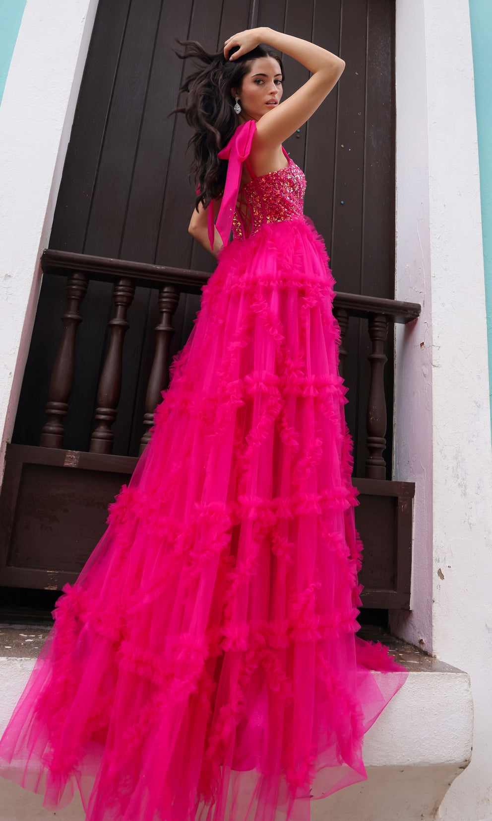 GABRIELLA Hot Pink Sweetheart Neckline Tulle Ball Gown School Formal & Prom Dress