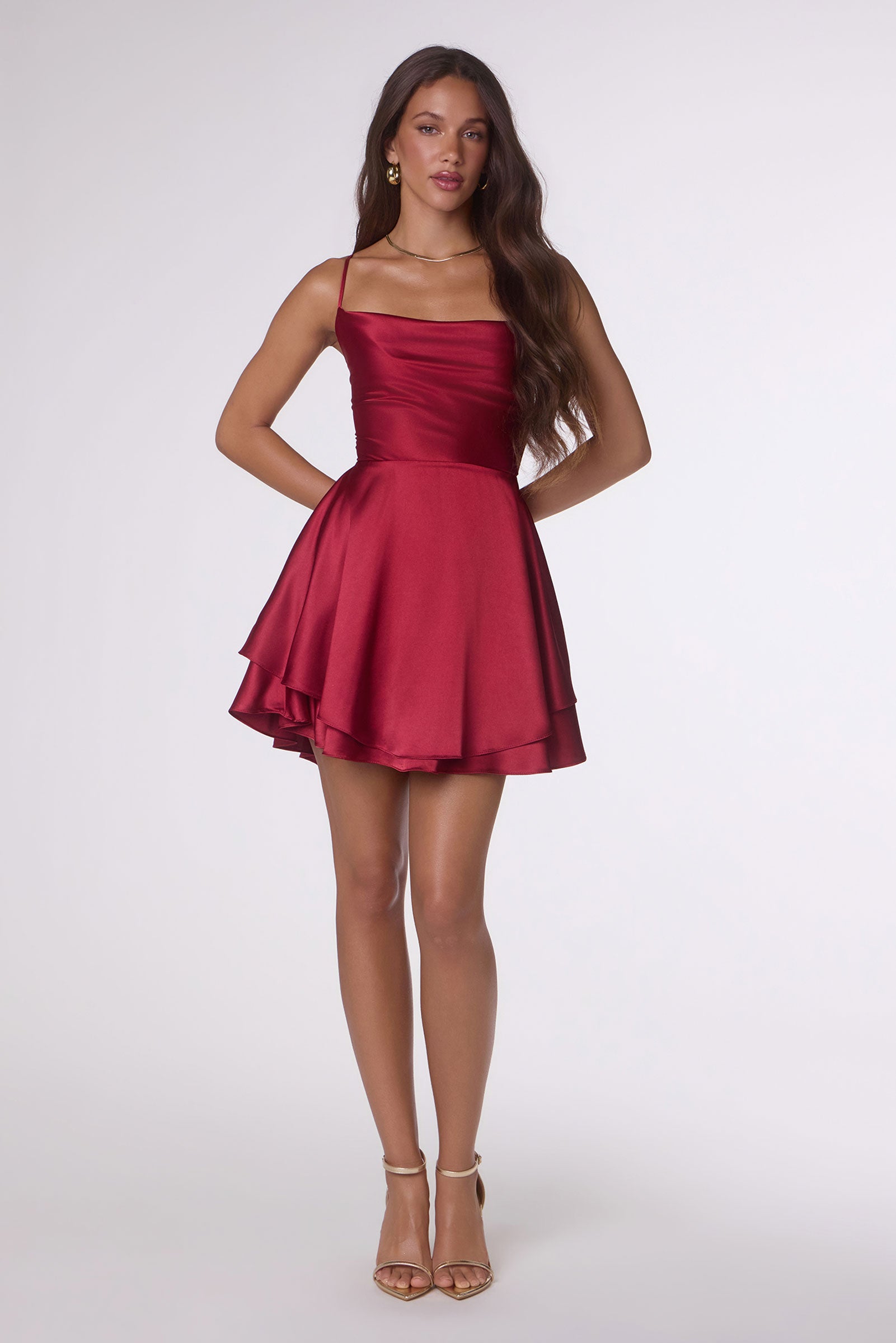 AURORE Satin Lace Up Mini Party Dress
