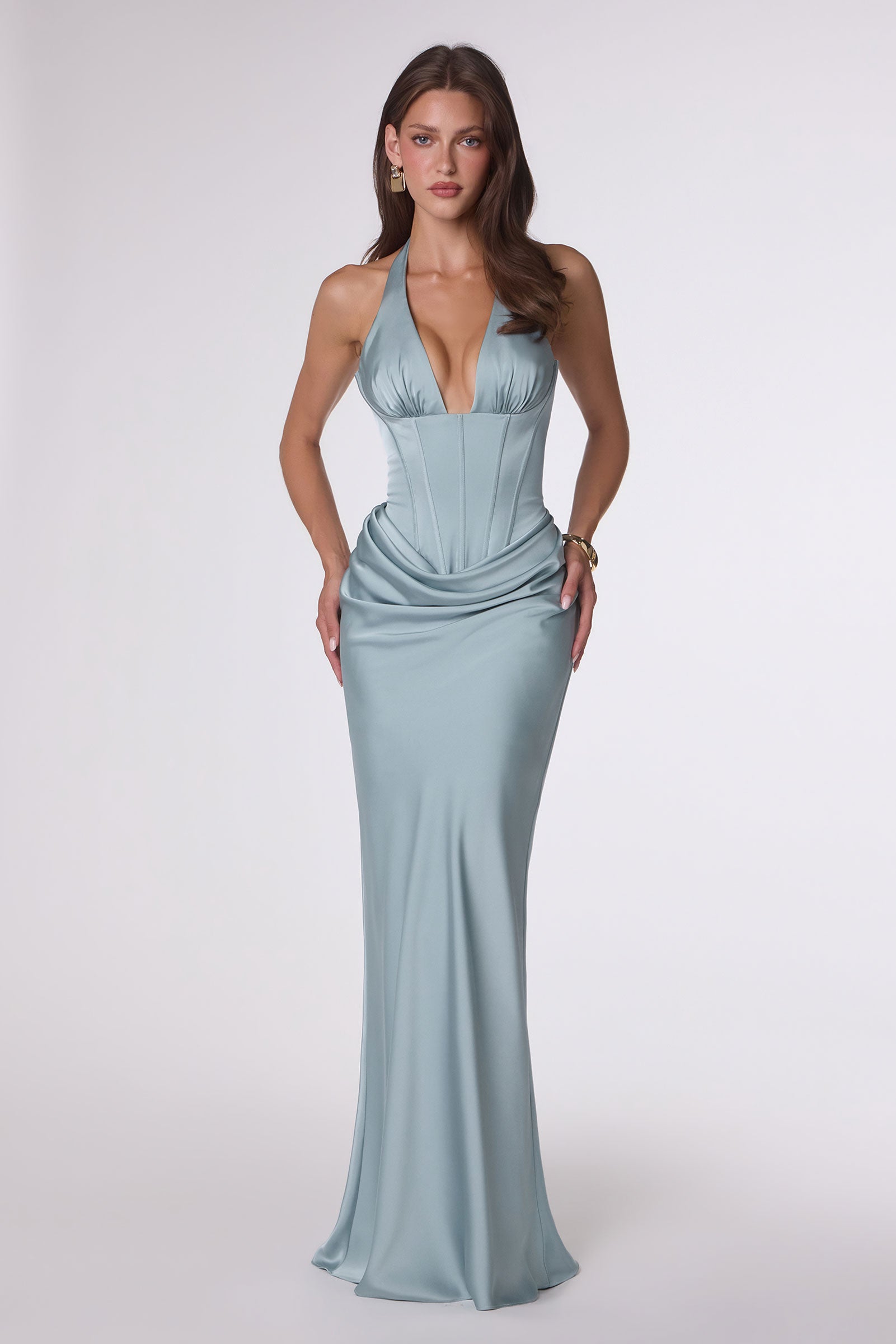 CHANTELLE Satin Halter Formal Gown
