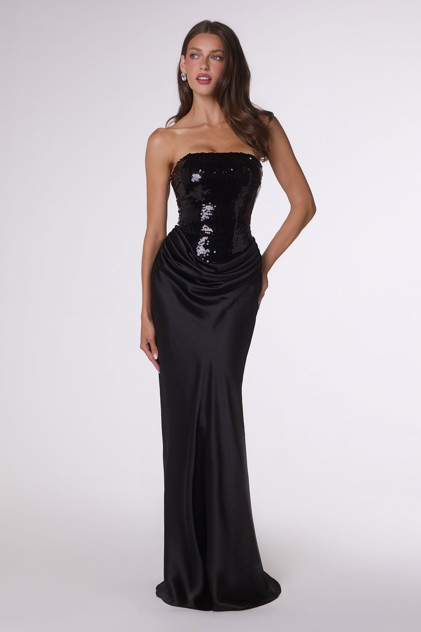 Violaine Sequin Satin Formal Gown