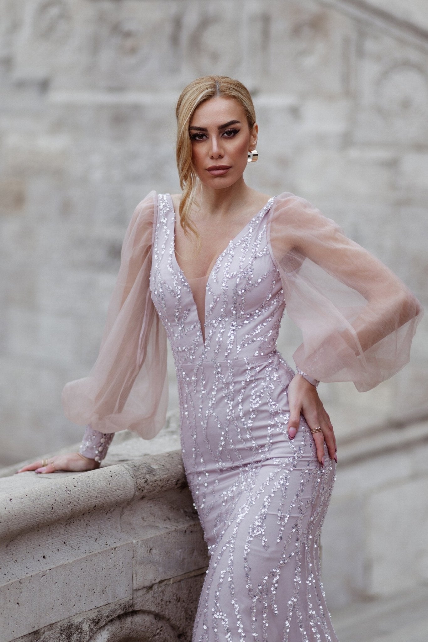 Tina Holly Couture TK209 Long Sleeve Mermaid Formal Dress in Australia | One Honey Boutique