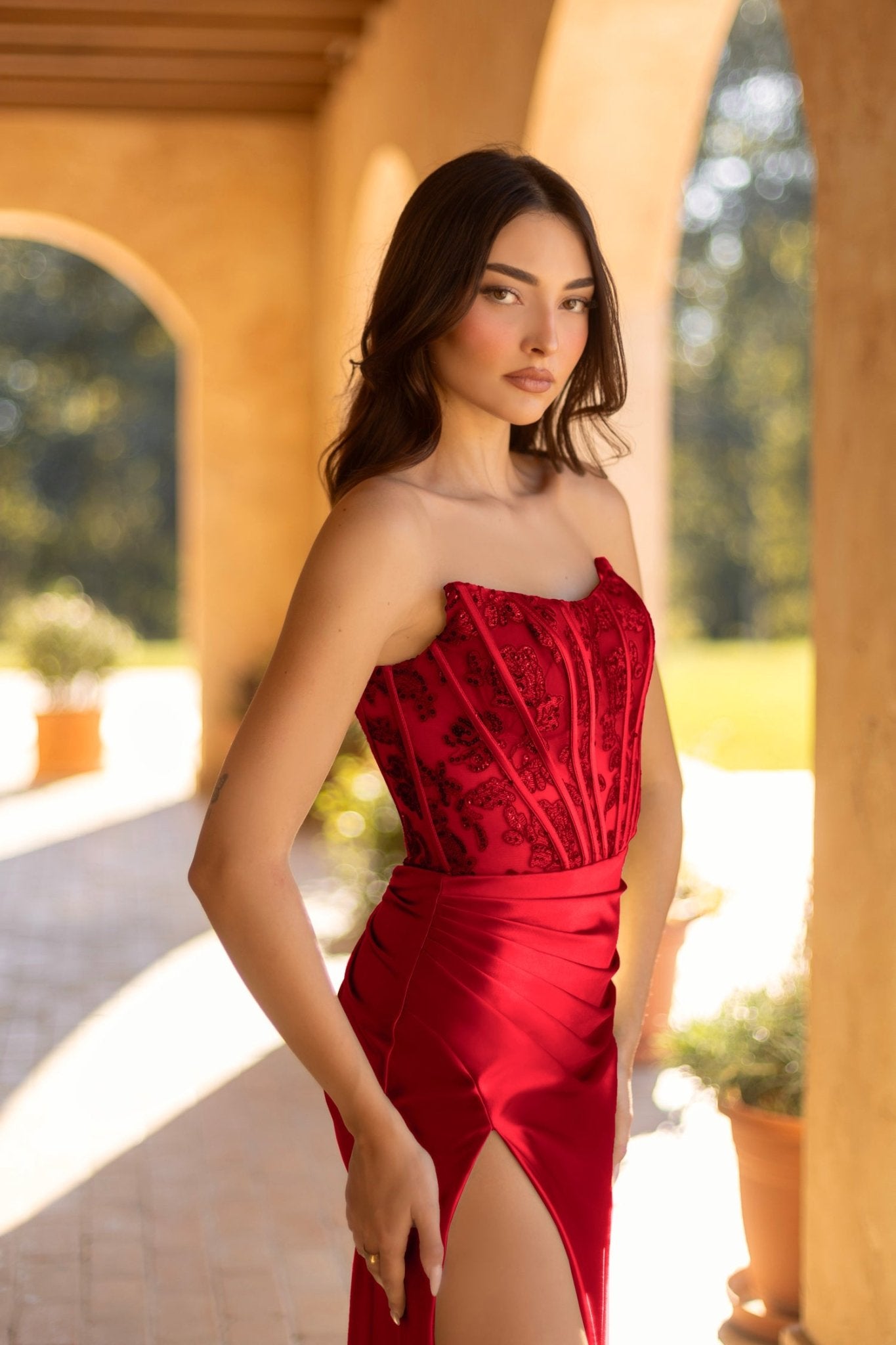 Tina Holly Couture TK551 Strapless Lace Corset Satin Mermaid Formal Dress in Australia | One Honey Boutique