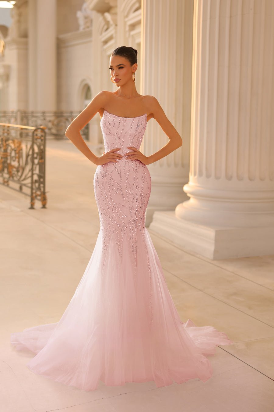 Tina Holly Couture TK807 Strapless Beaded Lace Trumpet Prom Formal Dress in Australia | One Honey Boutique