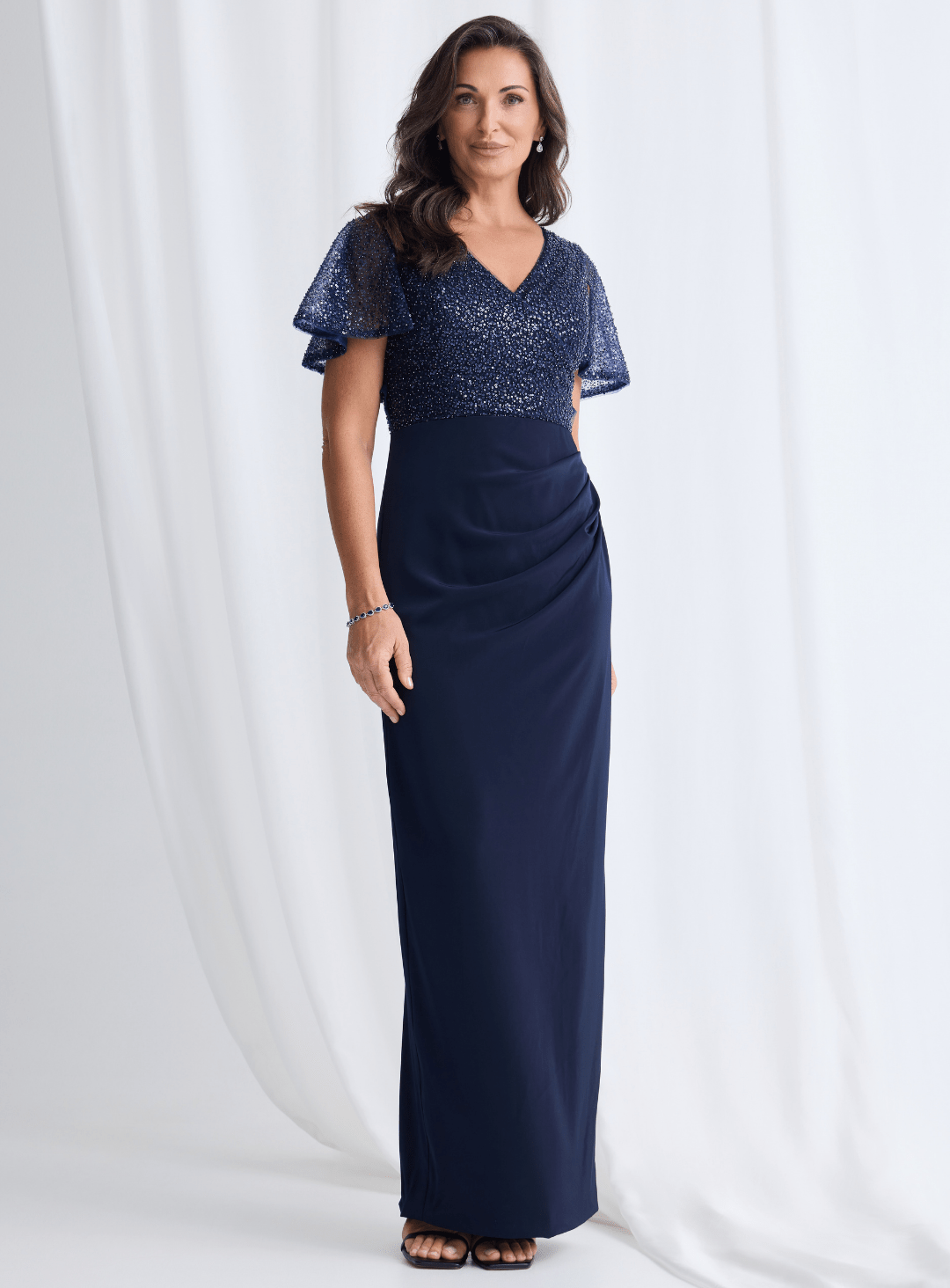 Trellis Lane JOYCE Beaded Sheer Bodice Fitted Pencil Midi Dress in Australia | One Honey Boutique