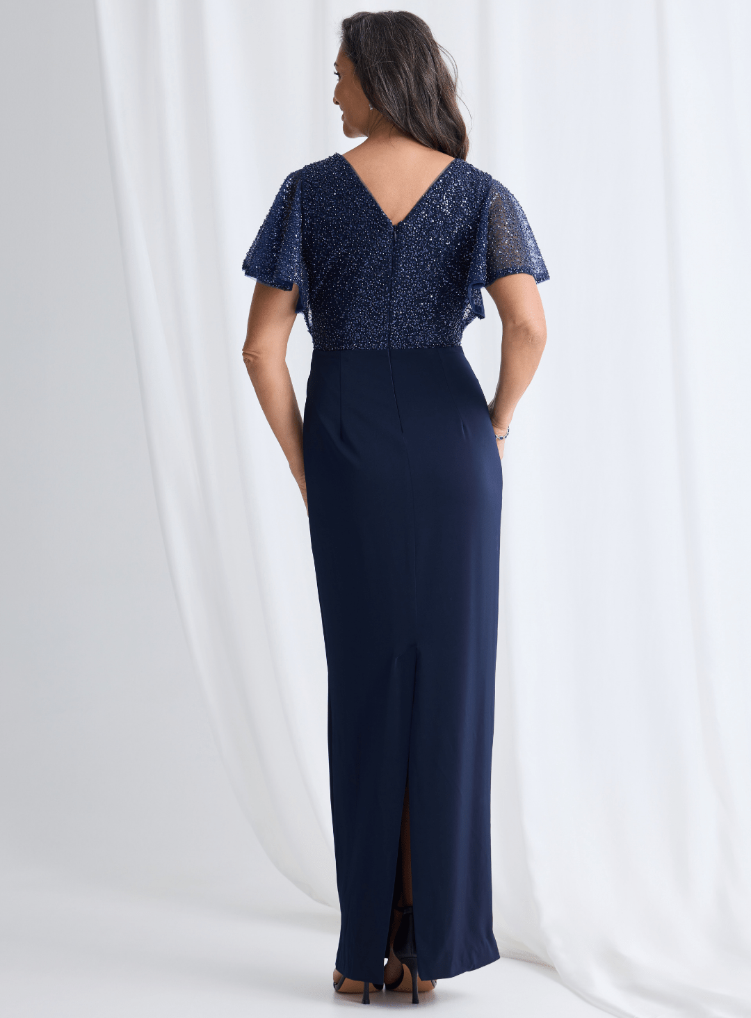 Trellis Lane JOYCE Beaded Sheer Bodice Fitted Pencil Midi Dress in Australia | One Honey Boutique