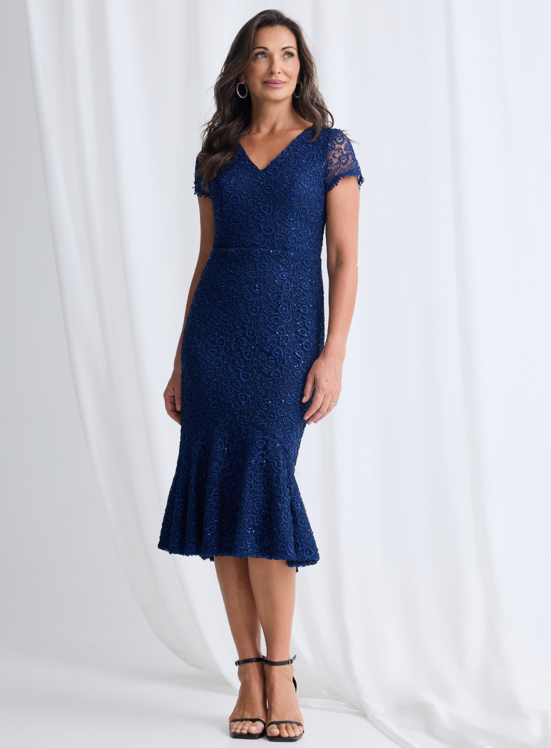 Trellis Lane STASIA Strapless Fluted Midi Cocktail Dress