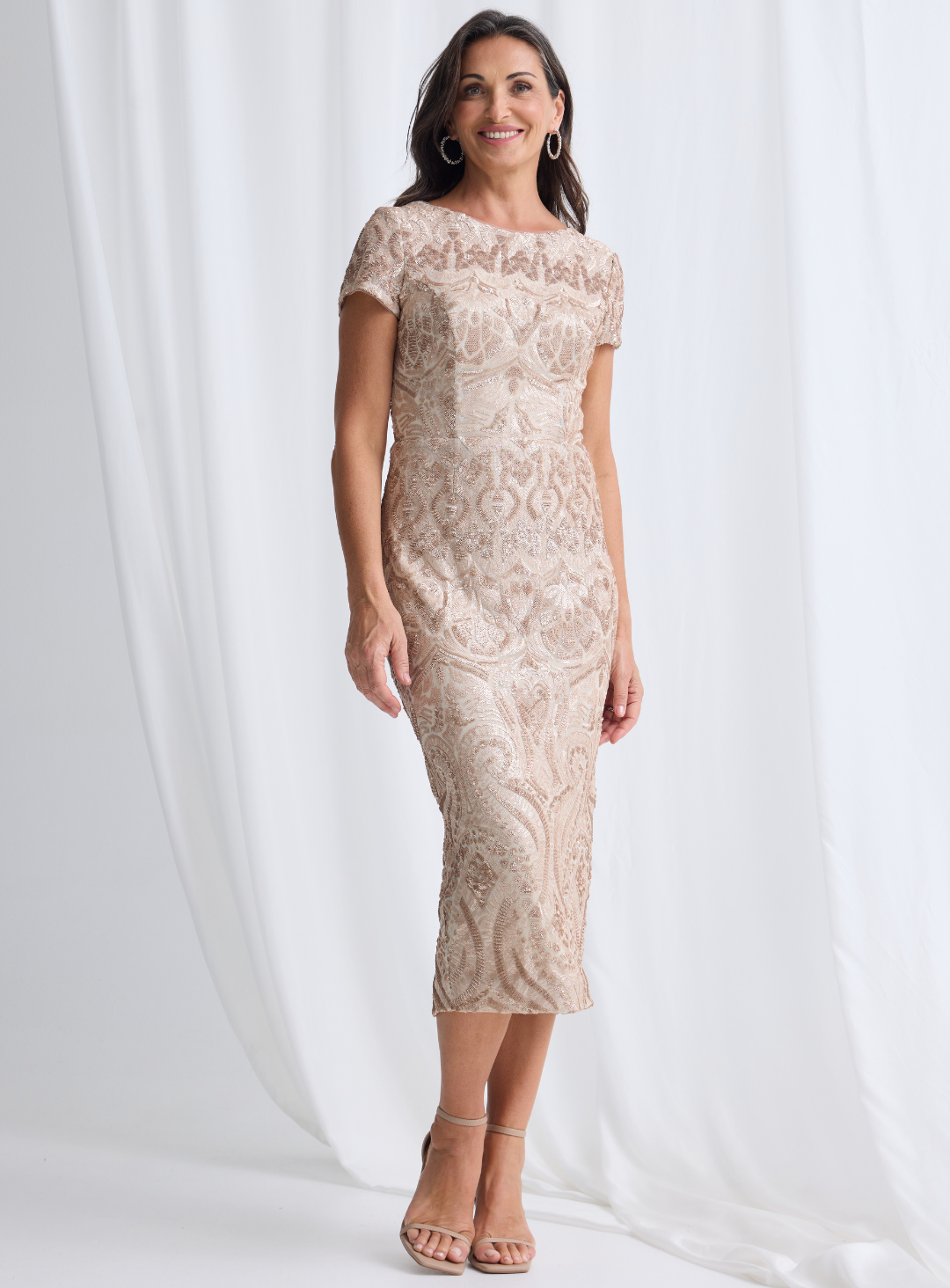 Trellis Lane JAZZ Strapless Satin Flared Midi Cocktail Dress